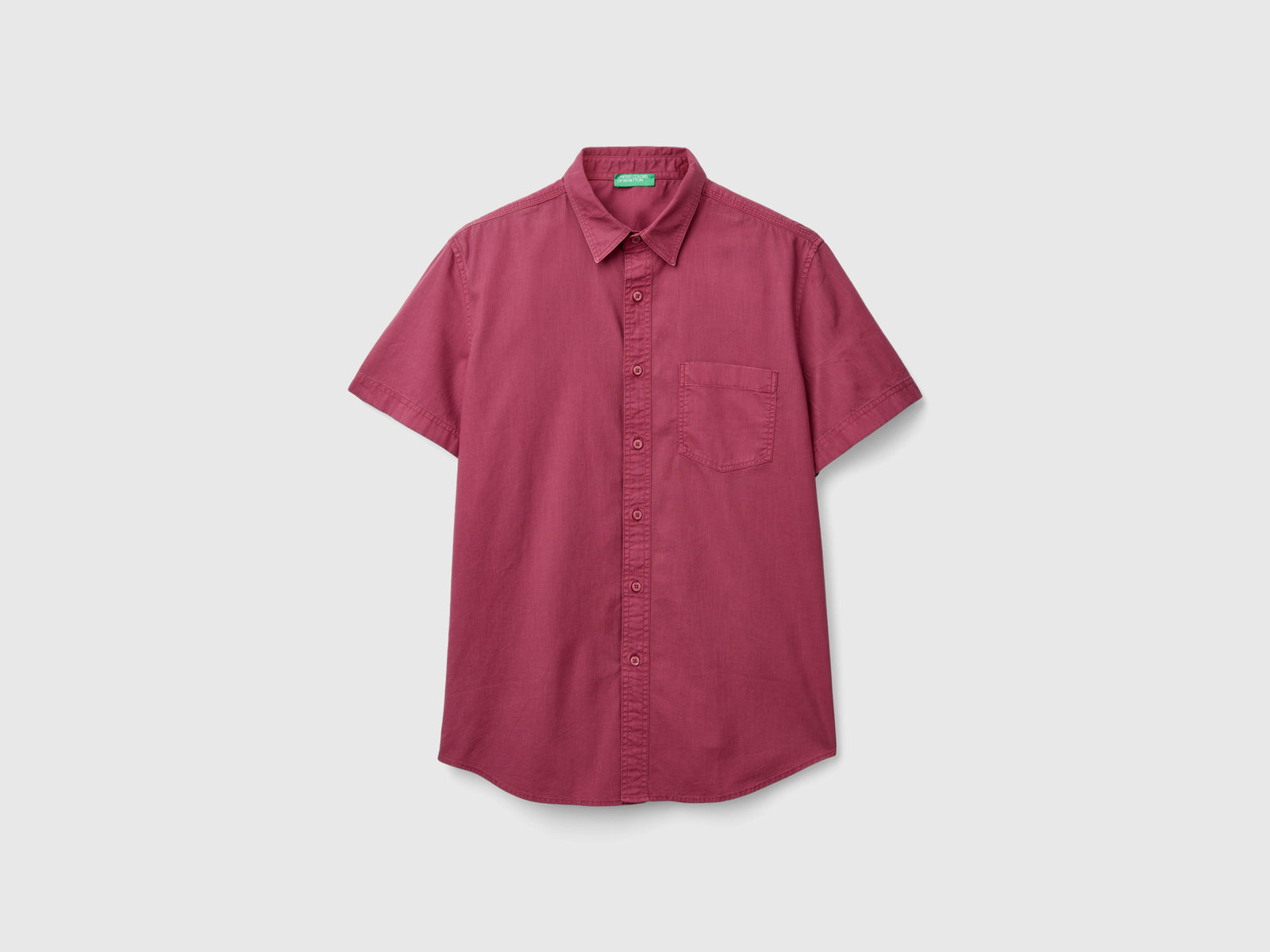 Camicia con taschino da uomo bordeaux | Benetton Outlet