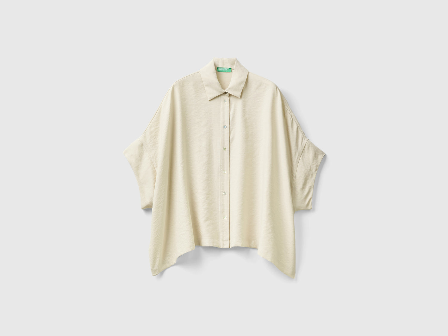 Camicia over fit in misto Modal da donna bianco panna | Benetton Outlet