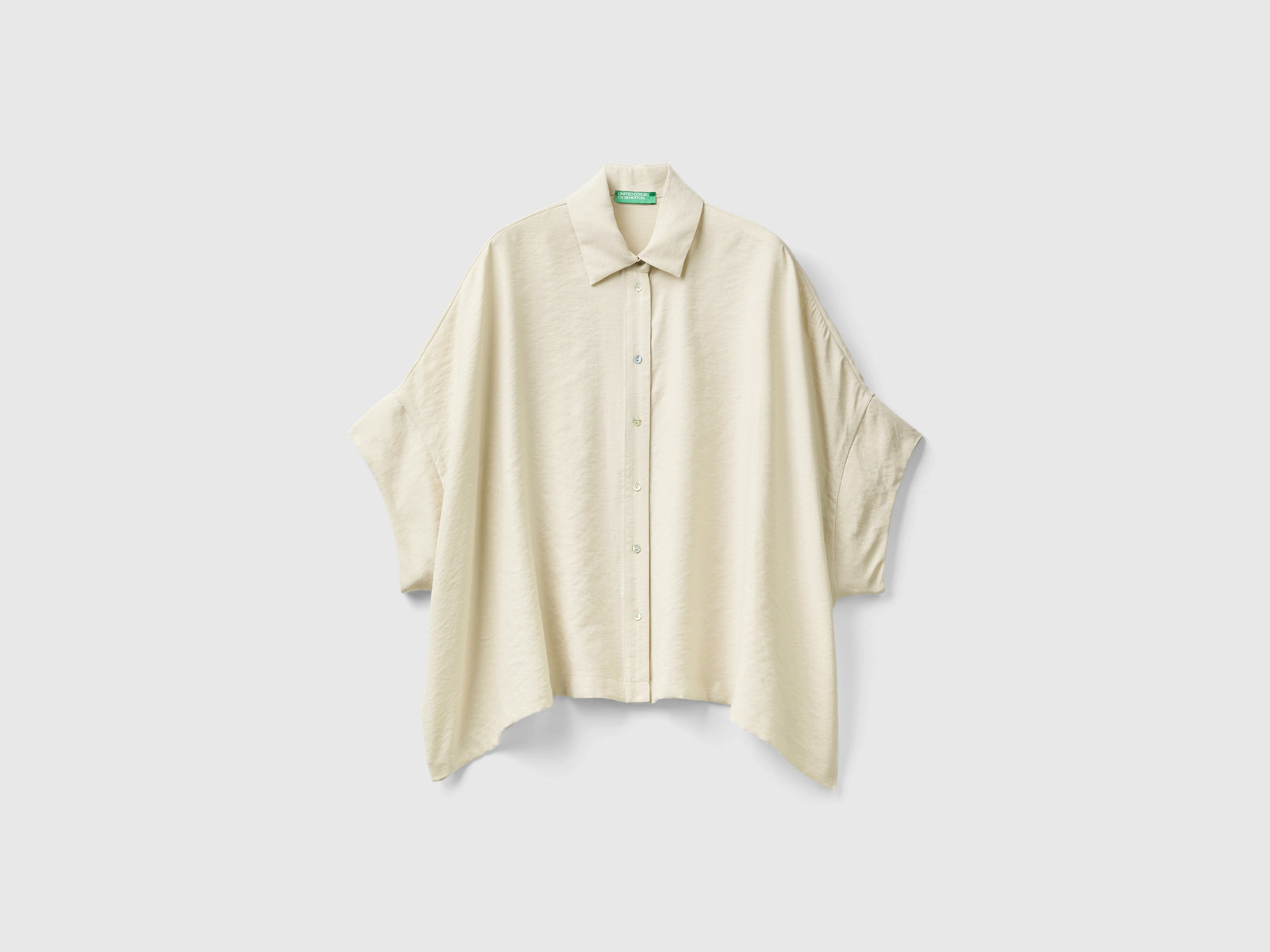 Camicia over fit in misto Modal da donna bianco panna | Benetton Outlet