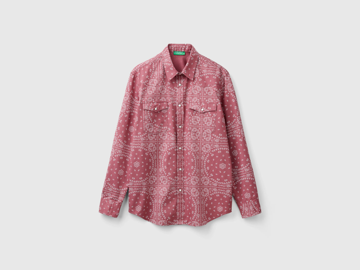 Camicia western con stampa bandana da uomo bordeaux | Benetton Outlet