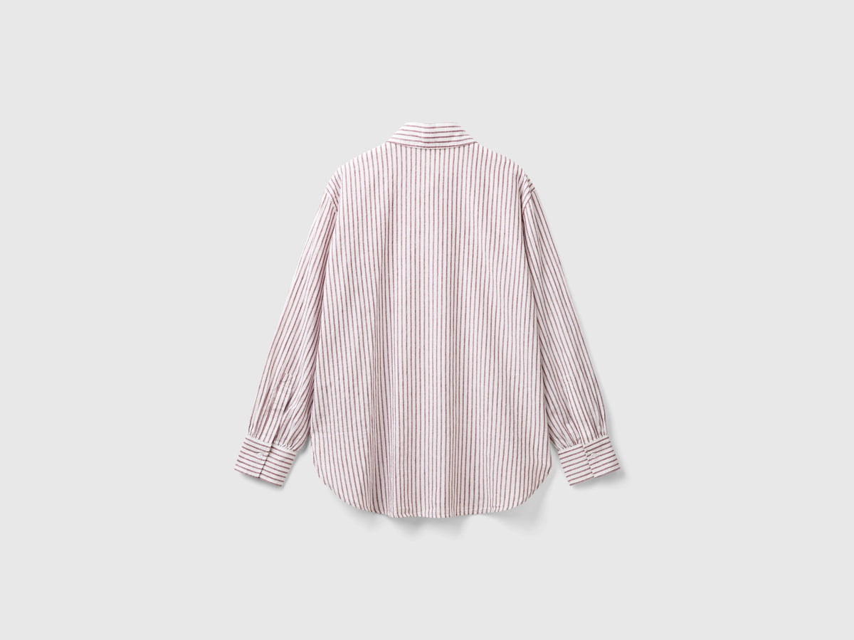 Camicia a righe in misto lino