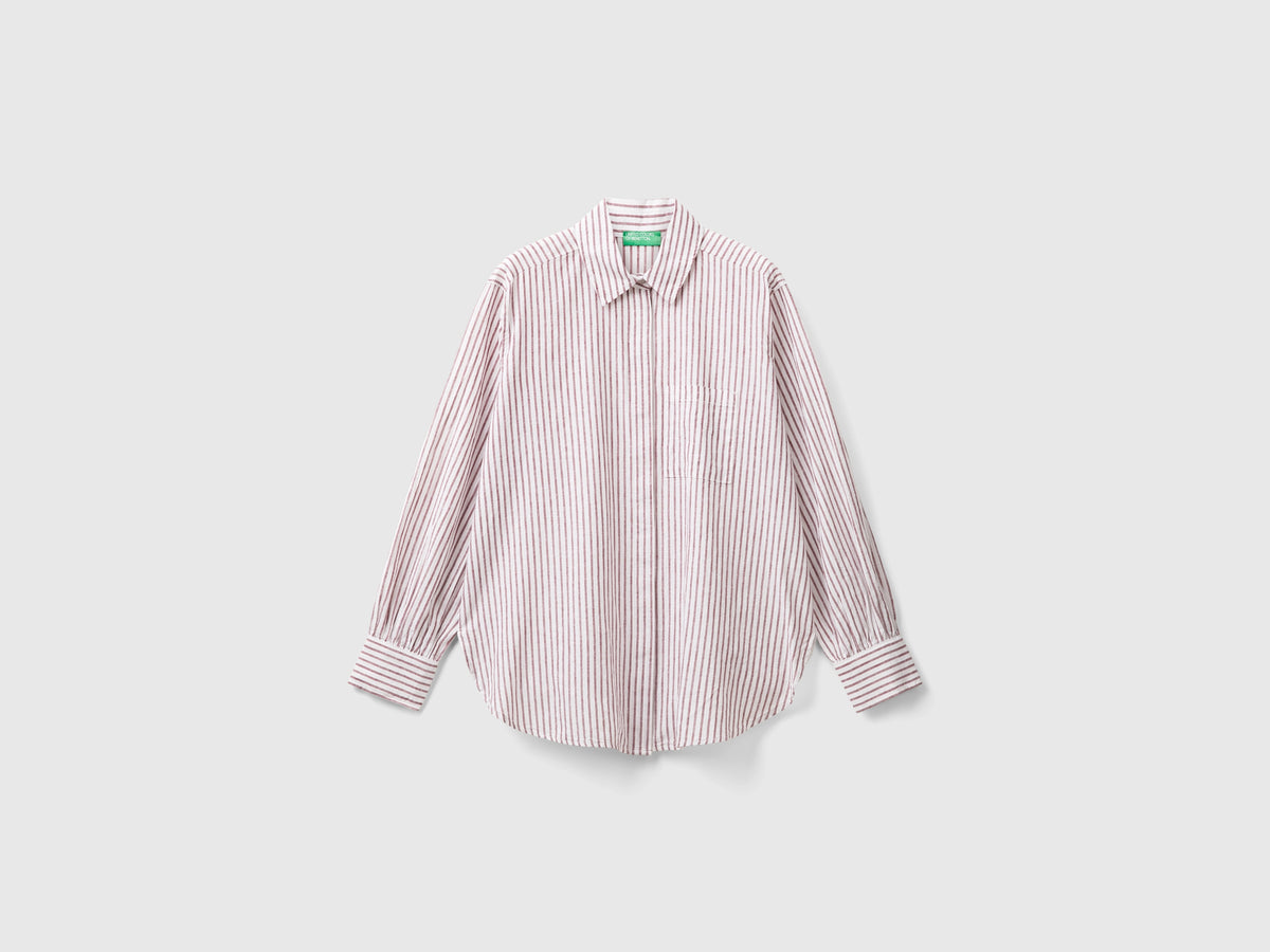 Camicia a righe in misto lino