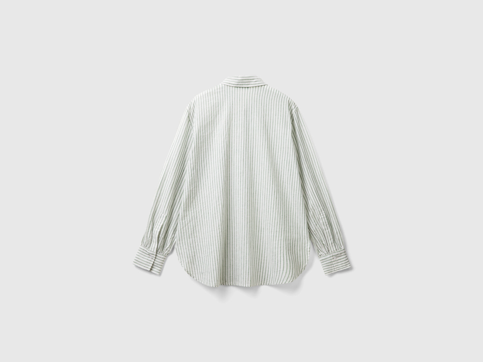Camicia a righe in misto lino da donna verde 2 | Benetton Outlet