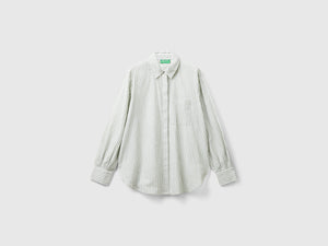 Camicia a righe in misto lino