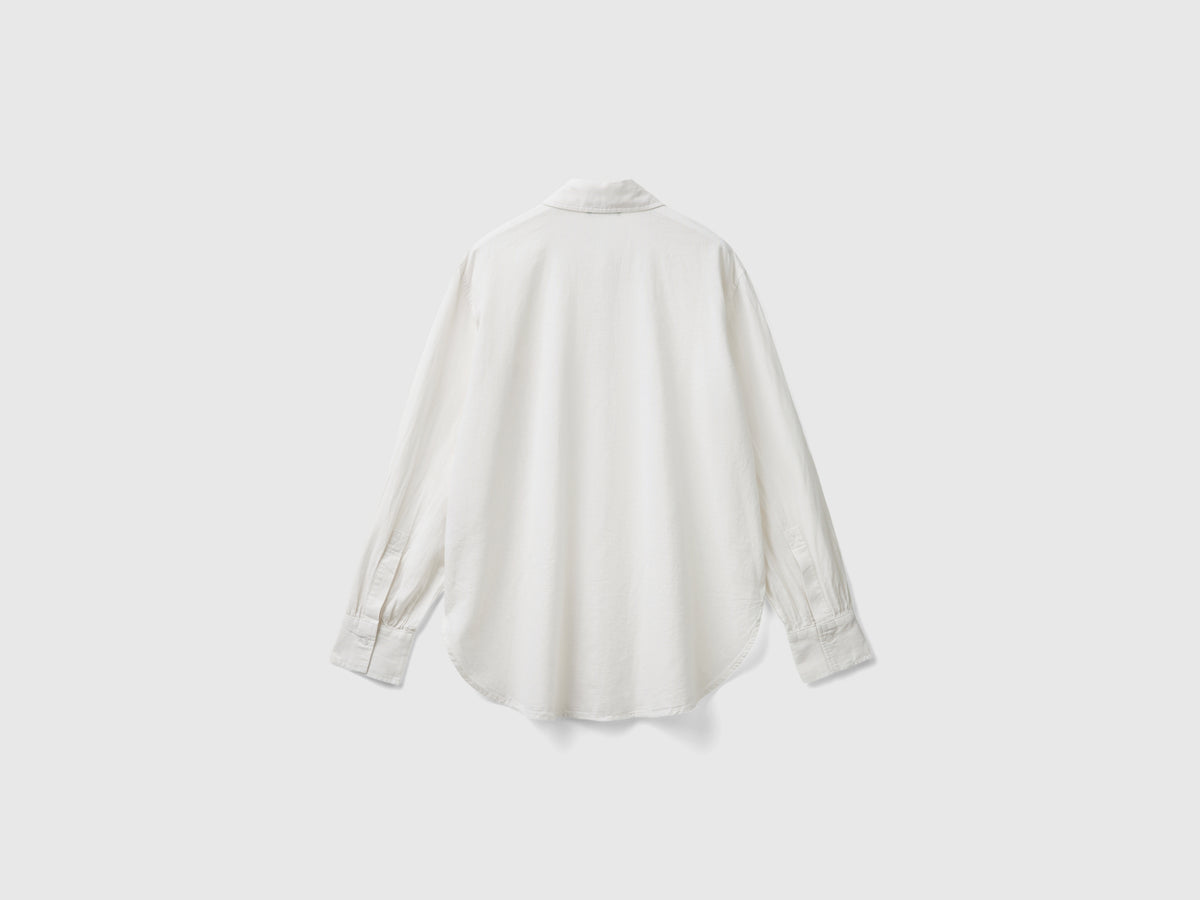 Camicia a righe in misto lino