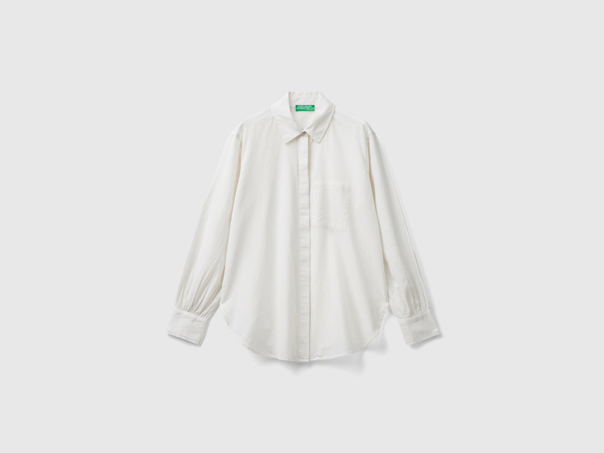 Camicia a righe in misto lino