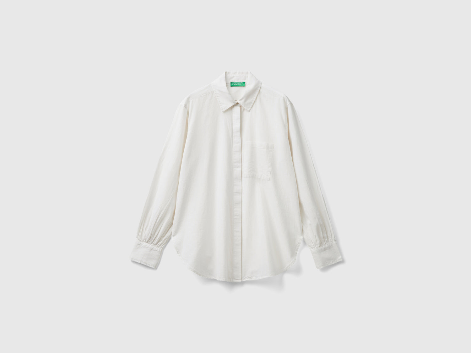 Camicia a righe in misto lino da donna bianco panna | Benetton Outlet