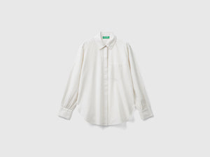 Camicia a righe in misto lino
