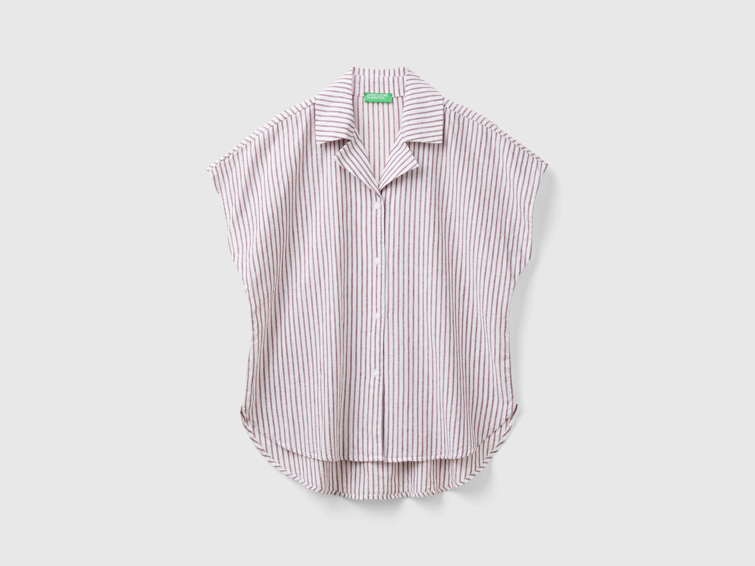 Camicia manica corta a righe da donna bordeaux | Benetton Outlet