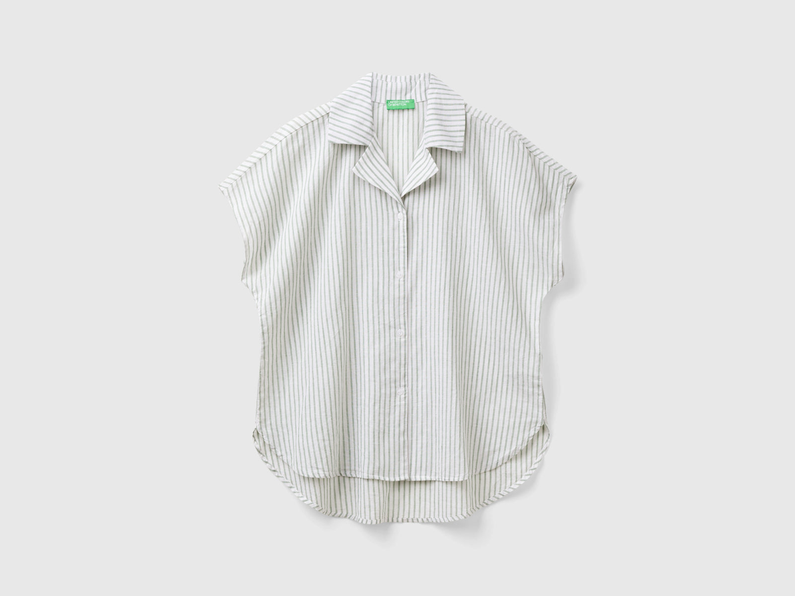 Camicia manica corta a righe da donna verde | Benetton Outlet
