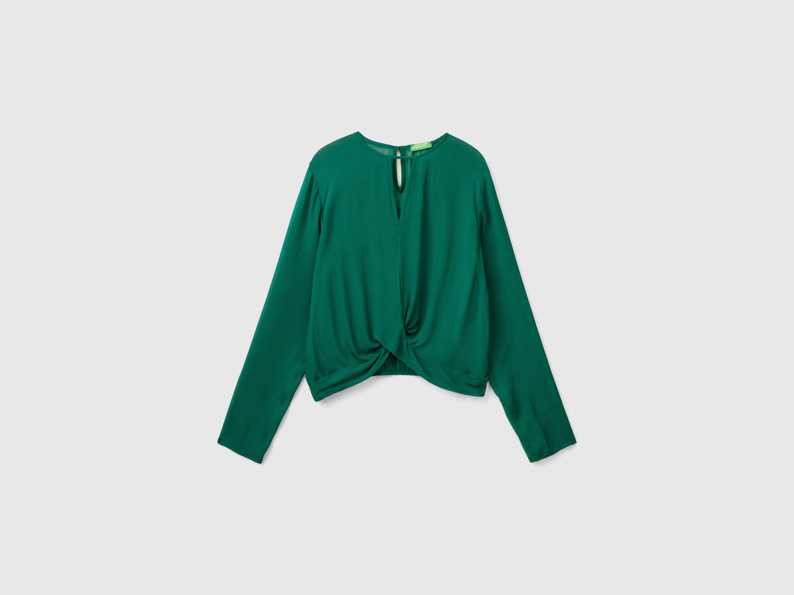 Blusa in pura viscosa da donna verde scuro | Benetton Outlet