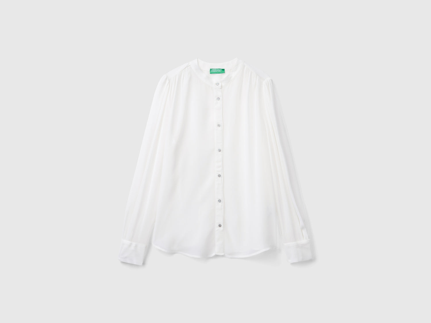 Camicia fluida coreana da donna bianco panna | Benetton Outlet
