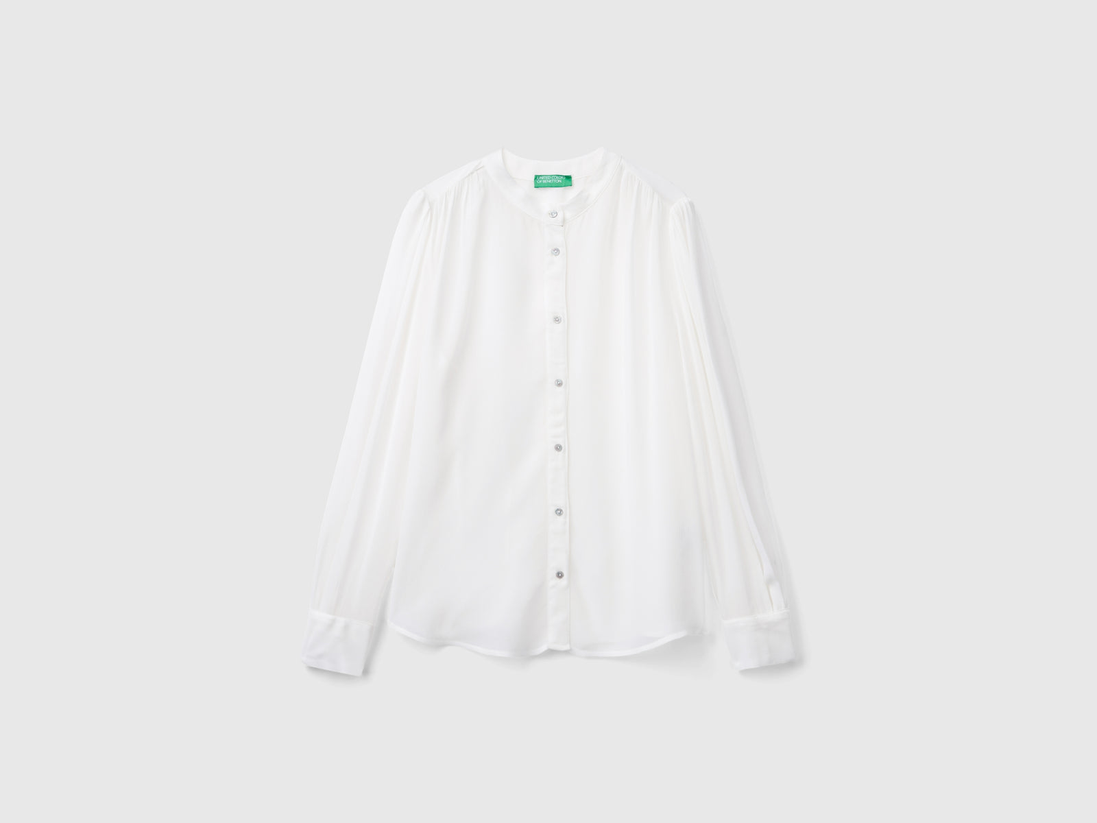 Camicia fluida coreana da donna bianco panna | Benetton Outlet