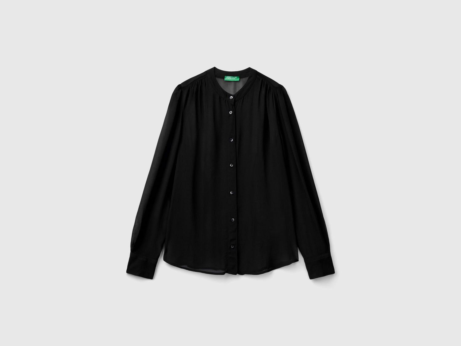 Camicia fluida coreana da donna nero | Benetton Outlet