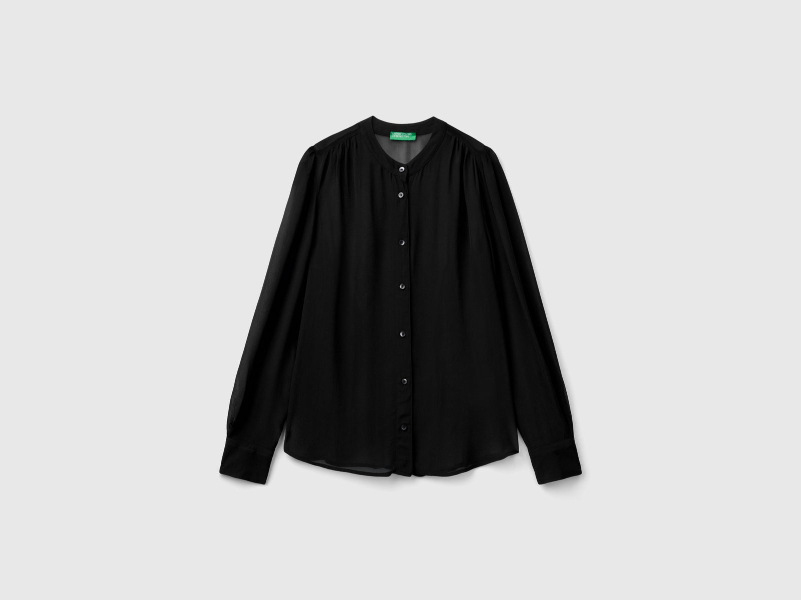 Camicia fluida coreana da donna nero | Benetton Outlet