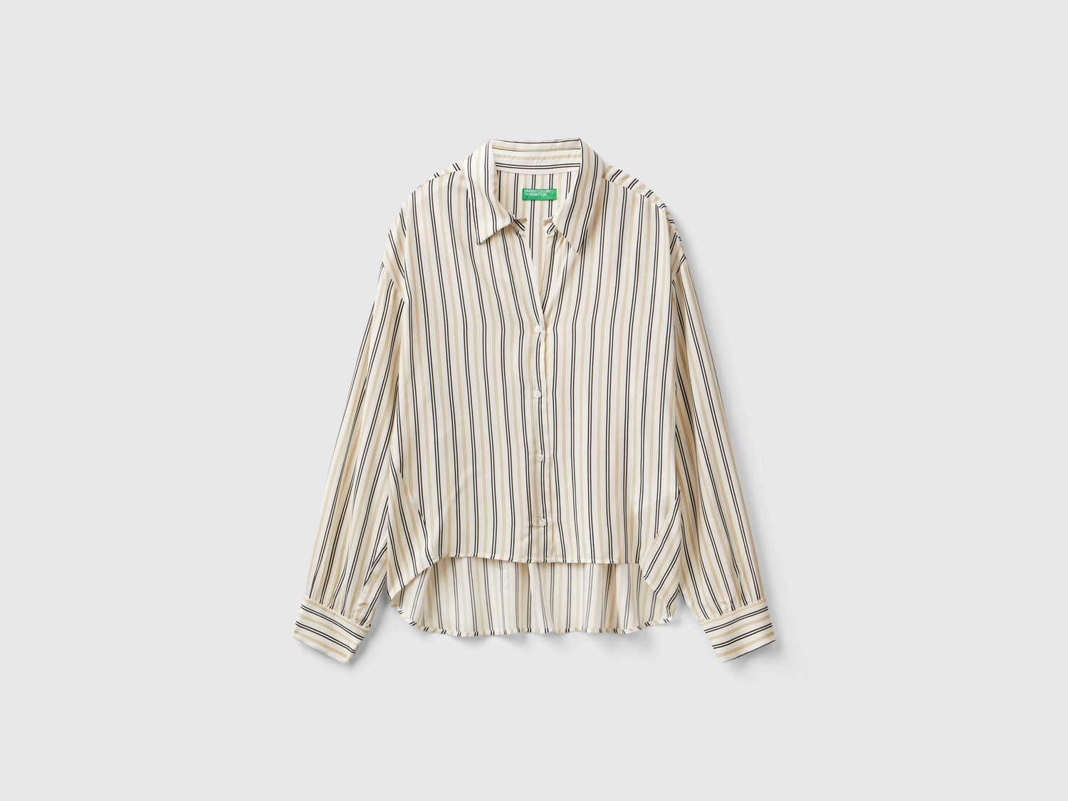 Camicia a righe con scollo a V da donna bianco panna | Benetton Outlet