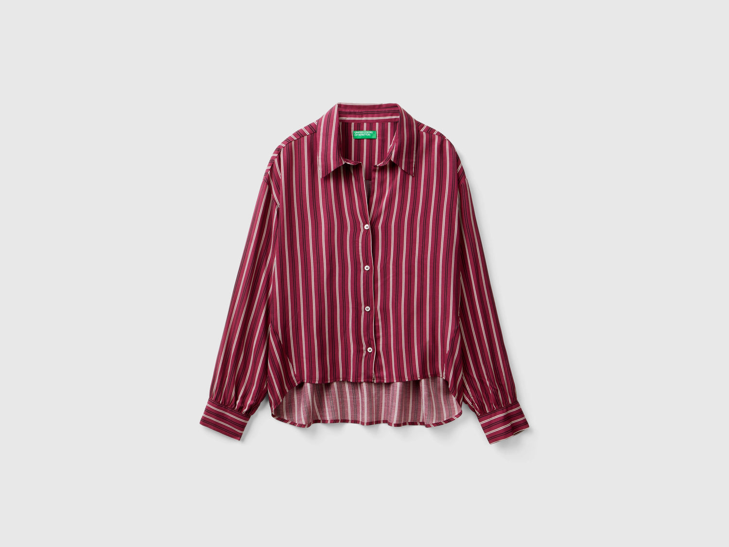 Camicia a righe con scollo a V da donna bordeaux | Benetton Outlet