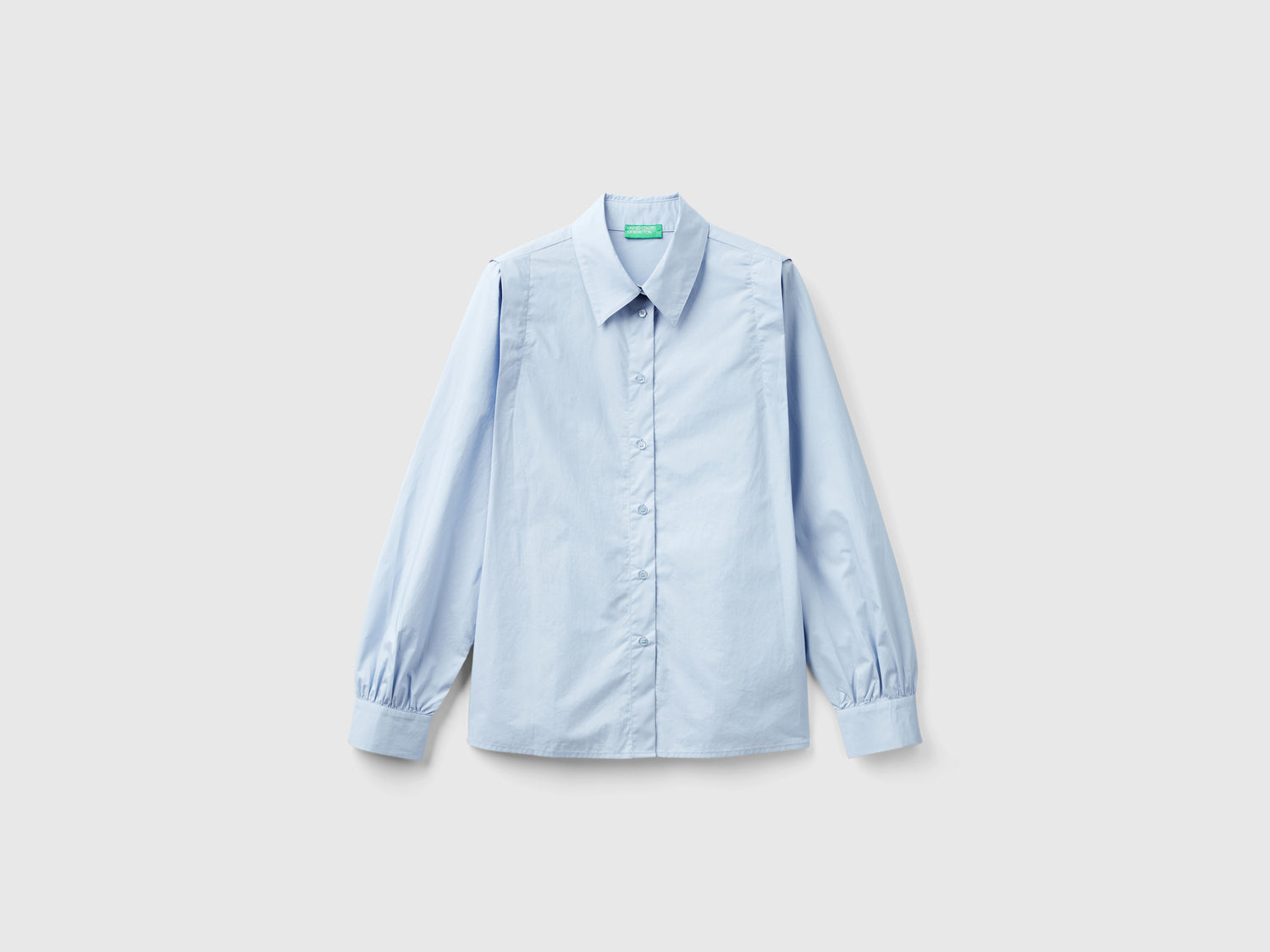 Camicia leggera in puro cotone da donna celeste | Benetton Outlet