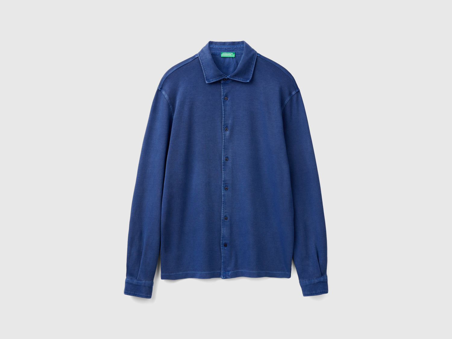 Camicia in puro cotone da uomo blu scuro | Benetton Outlet