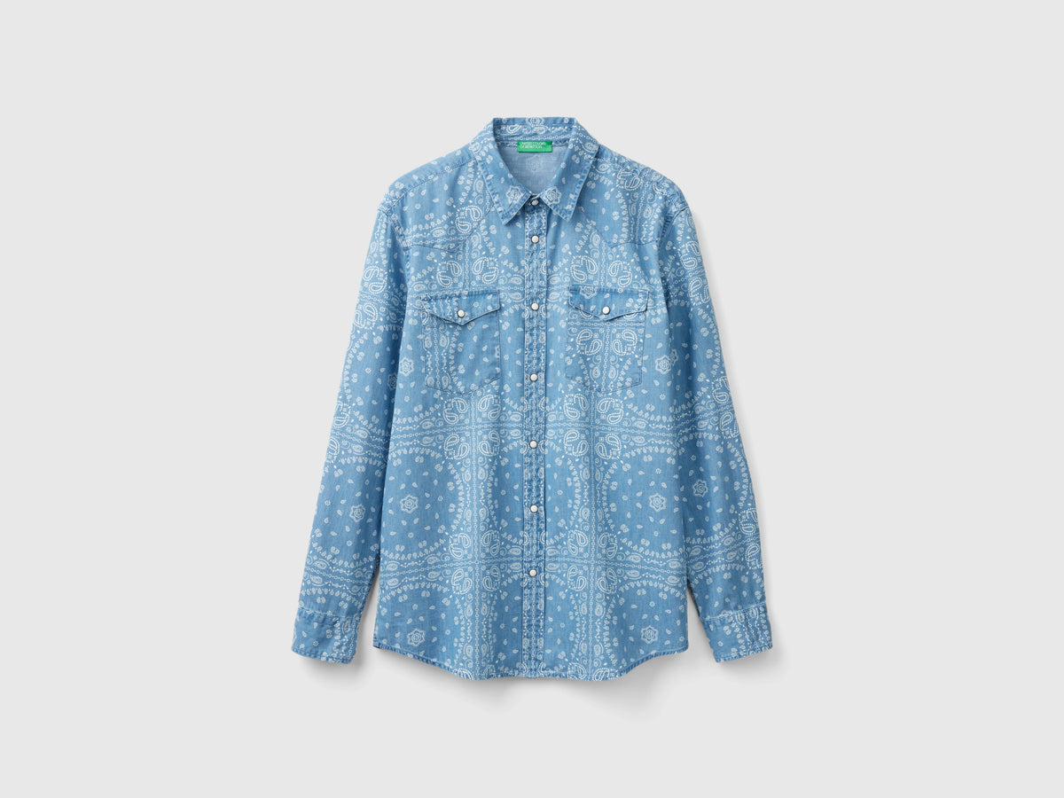 Camicia western in chambray