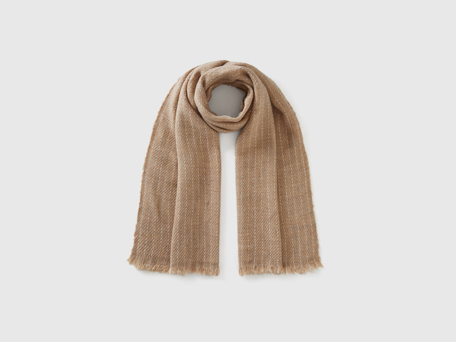 Bufanda de rayas da donna cammello | Benetton Outlet