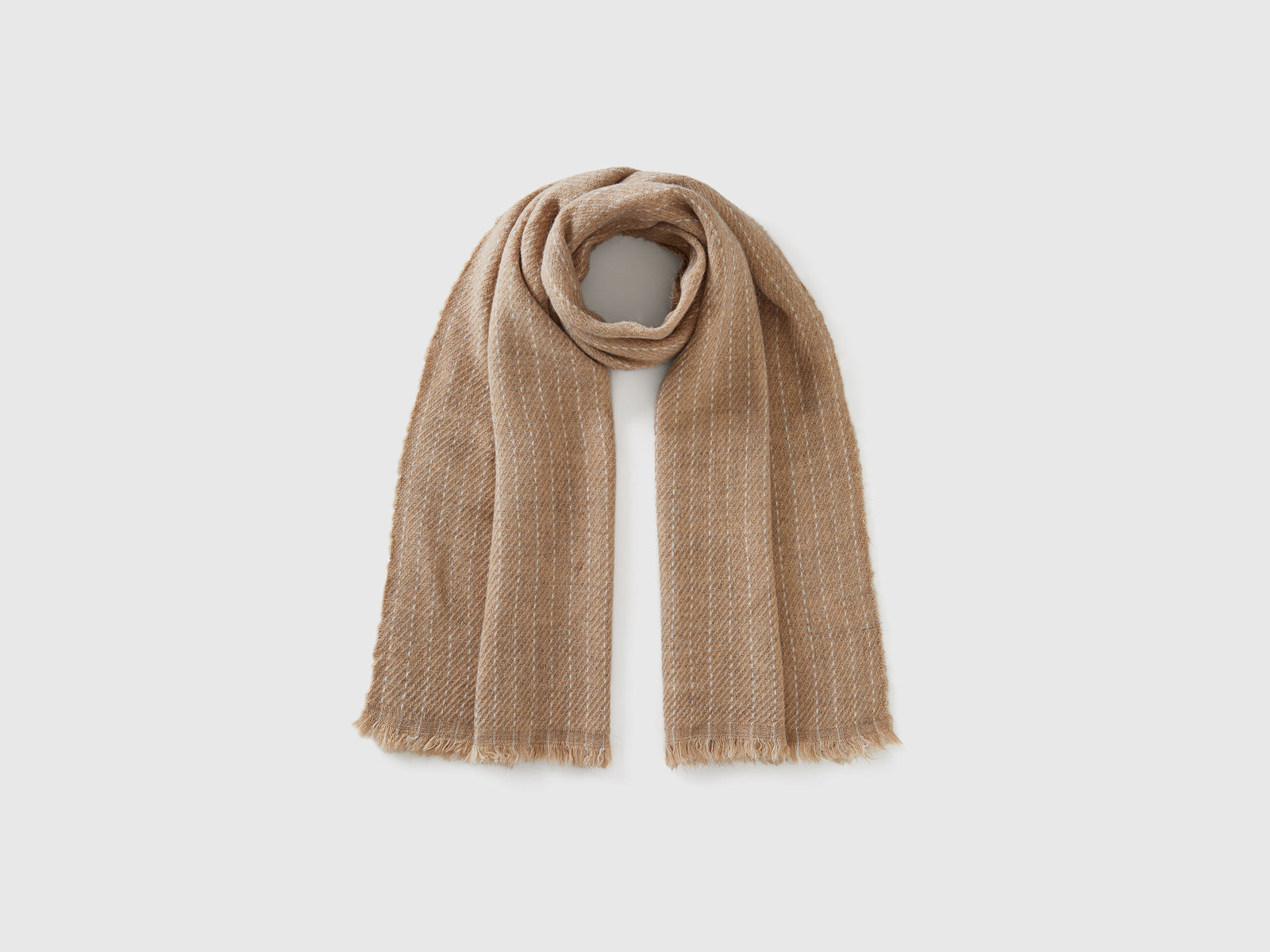 Bufanda de rayas da donna cammello | Benetton Outlet