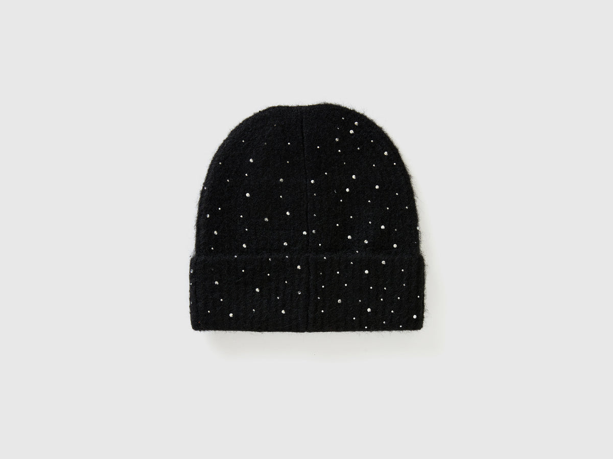 Cappello in misto lana con strass