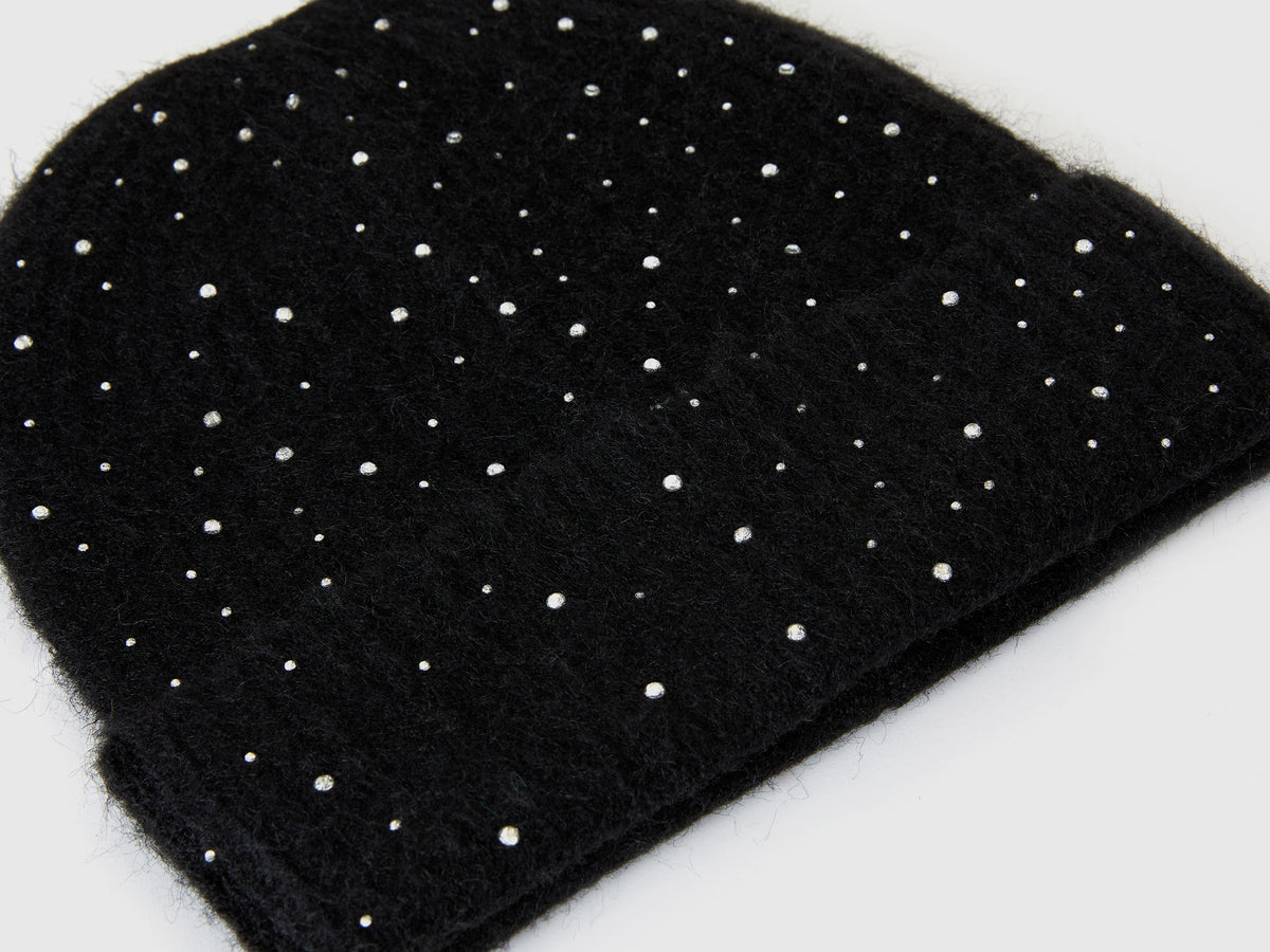 Cappello in misto lana con strass