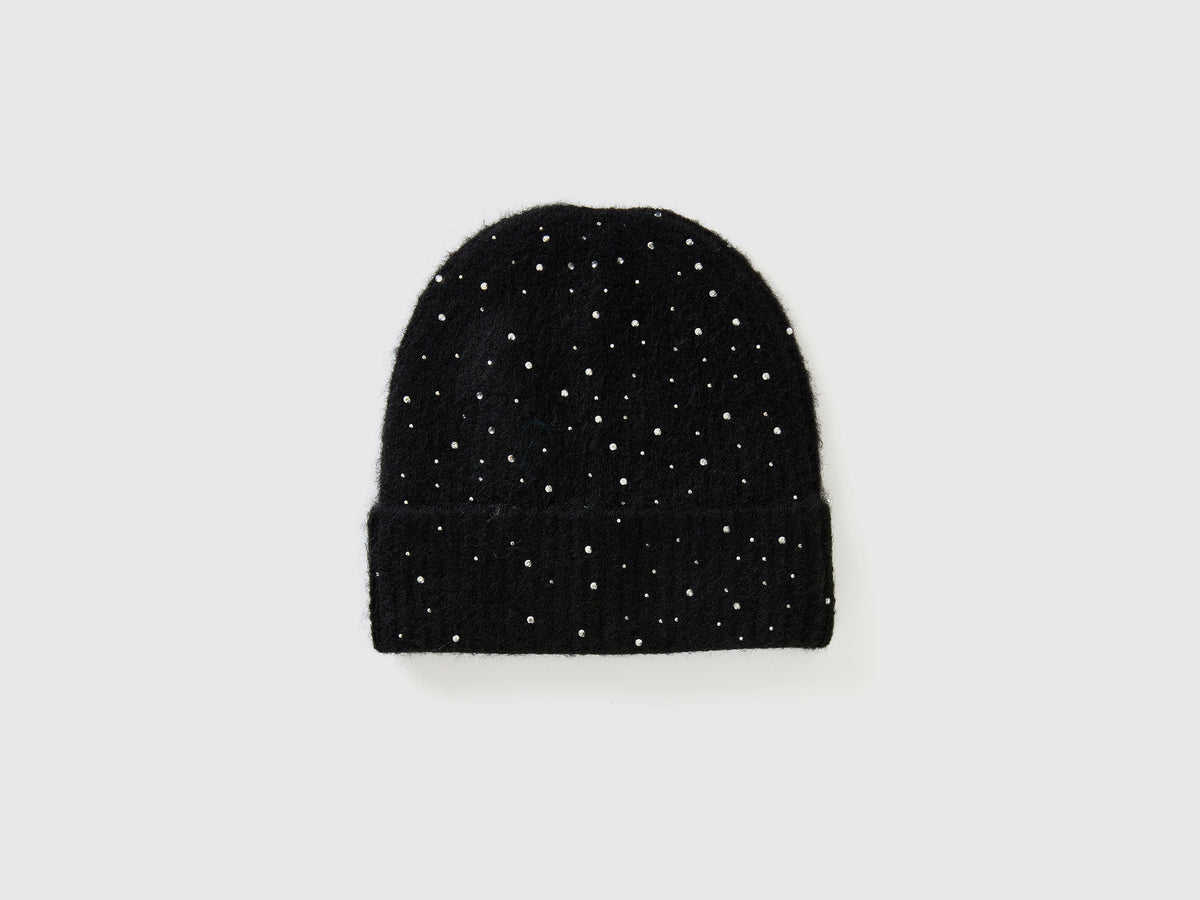 Cappello in misto lana con strass