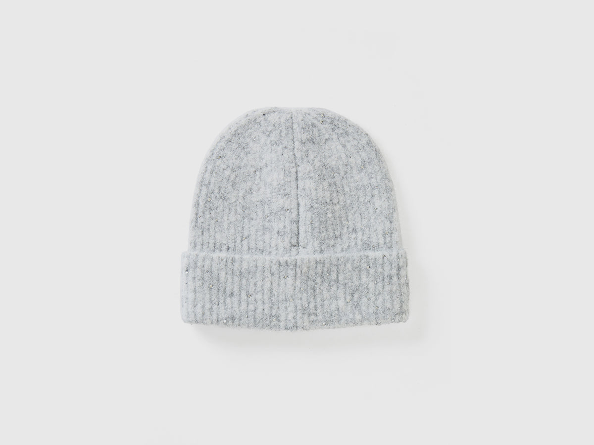 Cappello in misto lana con strass