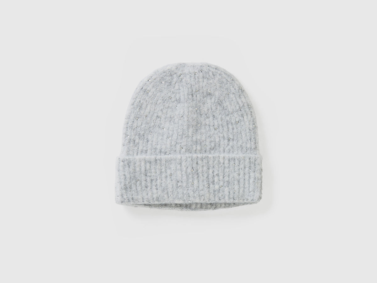 Cappello in misto lana con strass