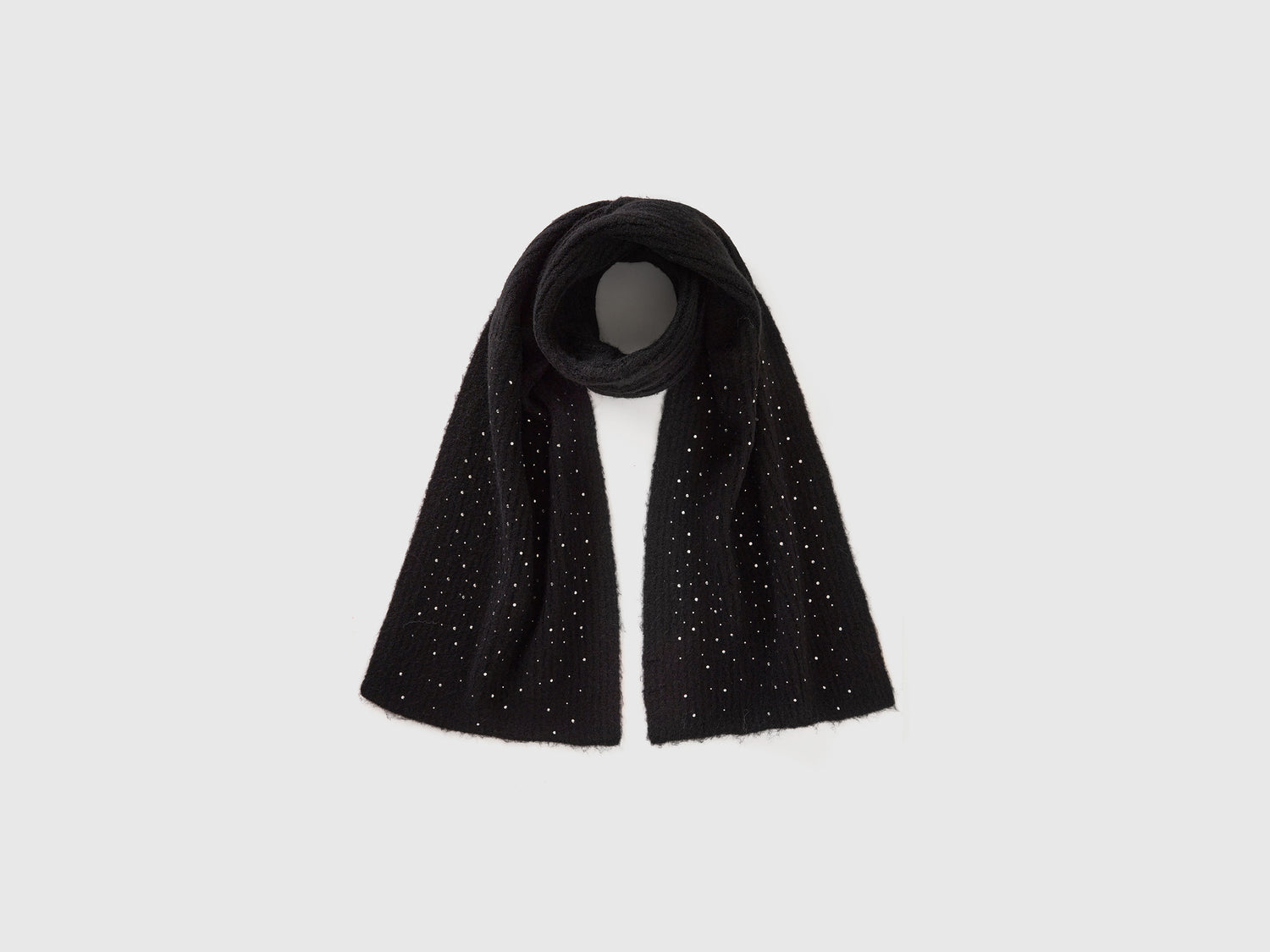 Bufanda de mezcla de lana con pedrería da donna nero | Benetton Outlet