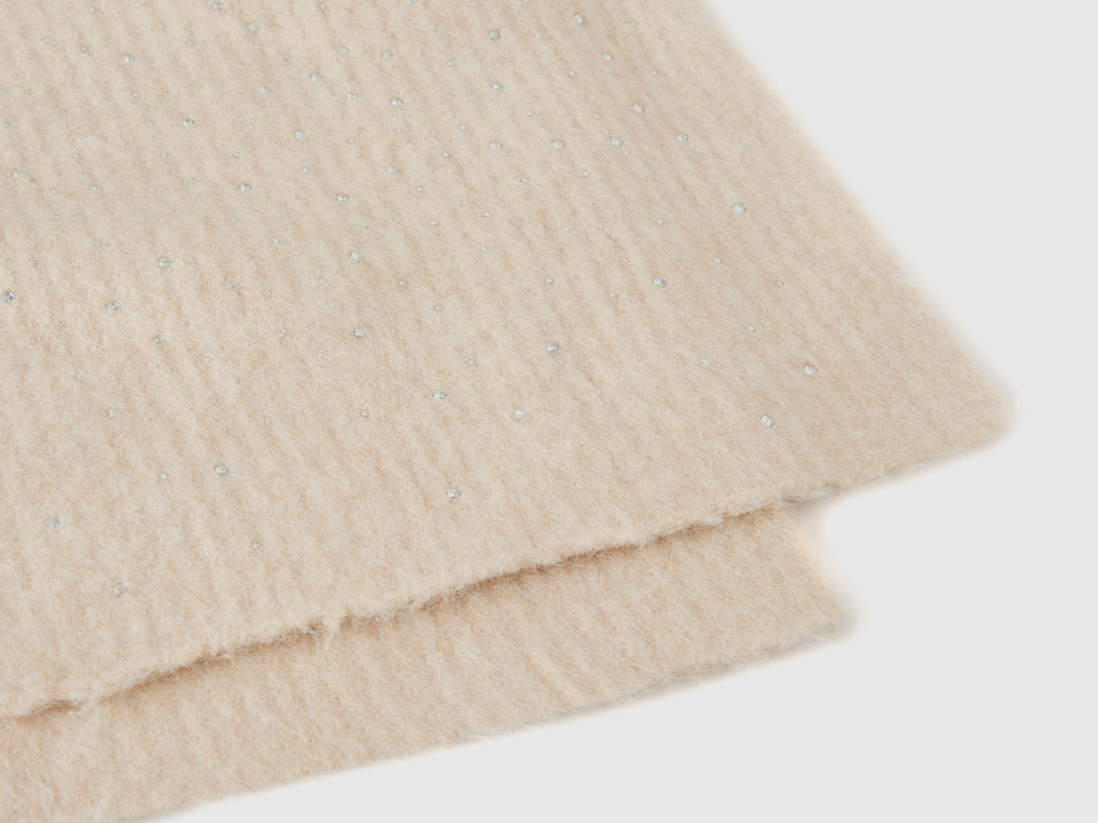 Bufanda de mezcla de lana con pedrería da donna beige 2 | Benetton Outlet