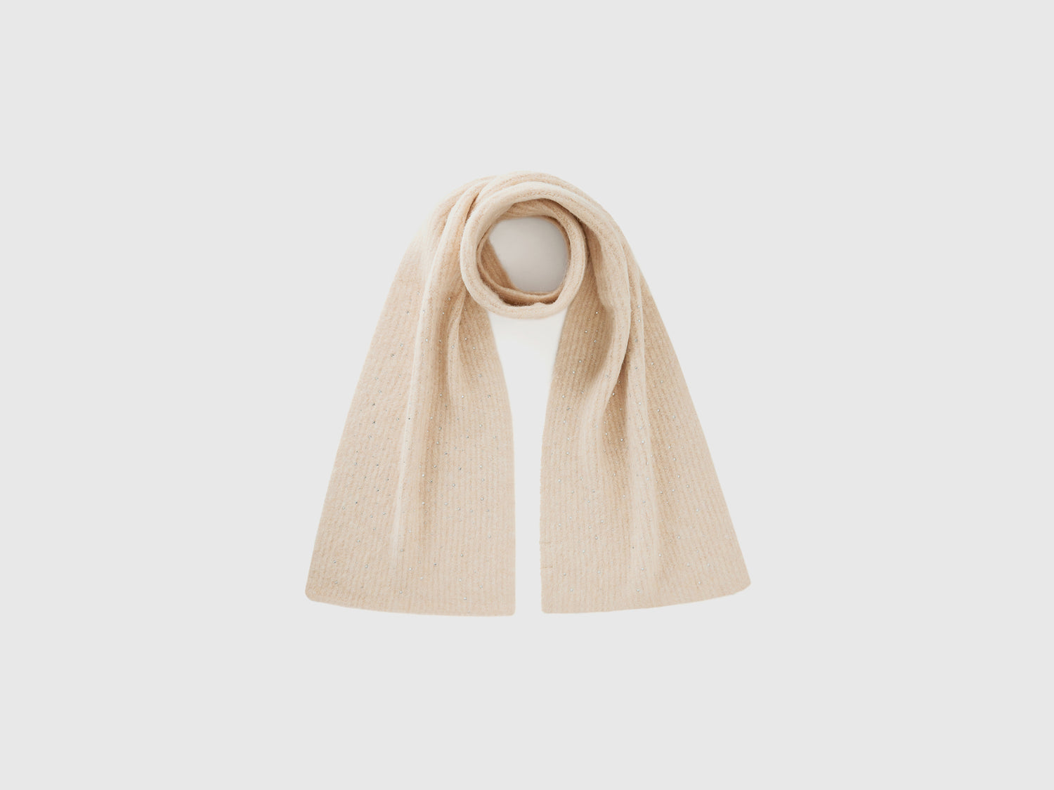 Bufanda de mezcla de lana con pedrería da donna beige | Benetton Outlet