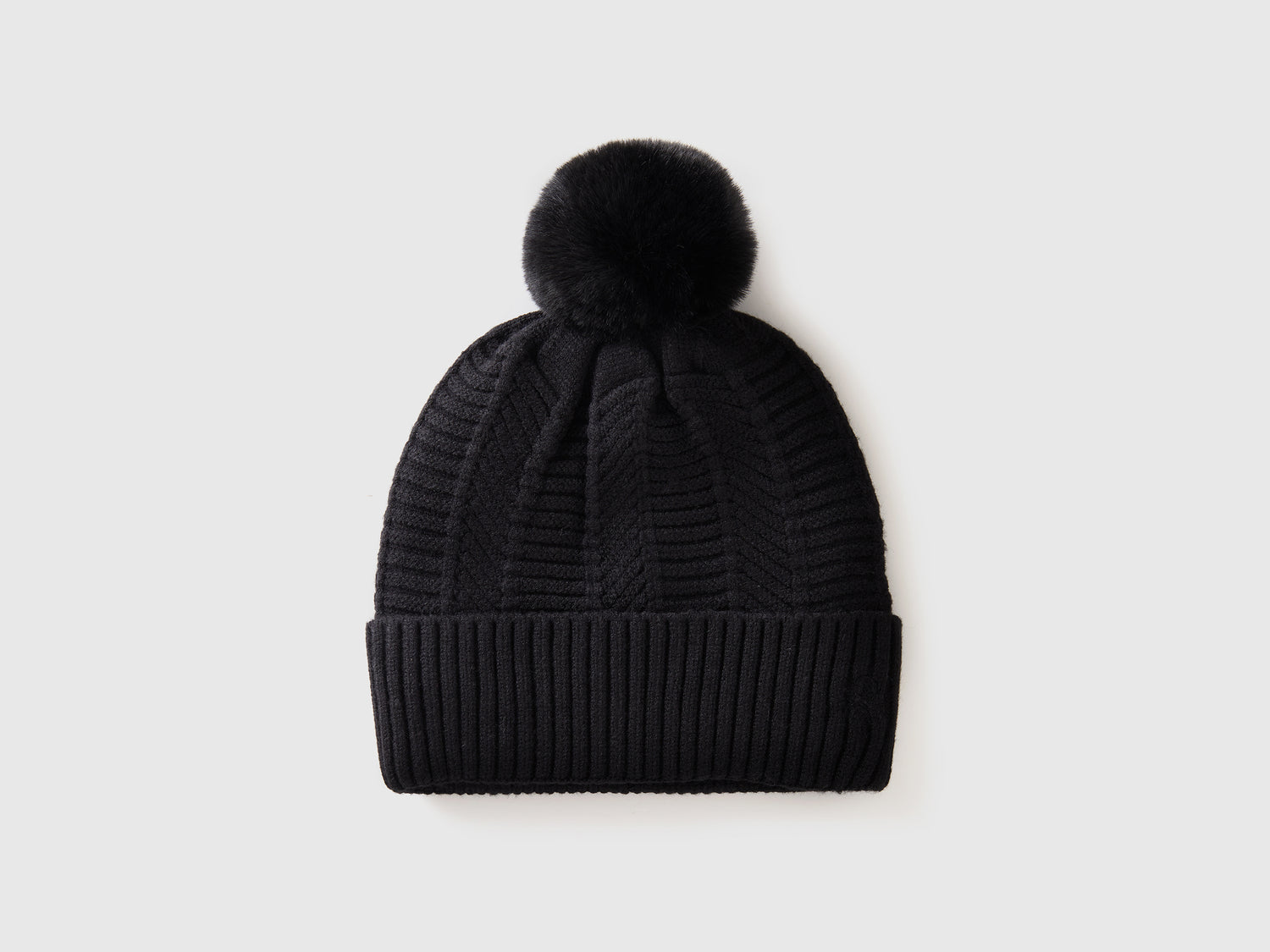 Cappello foderato con pom pom da donna nero | Benetton Outlet
