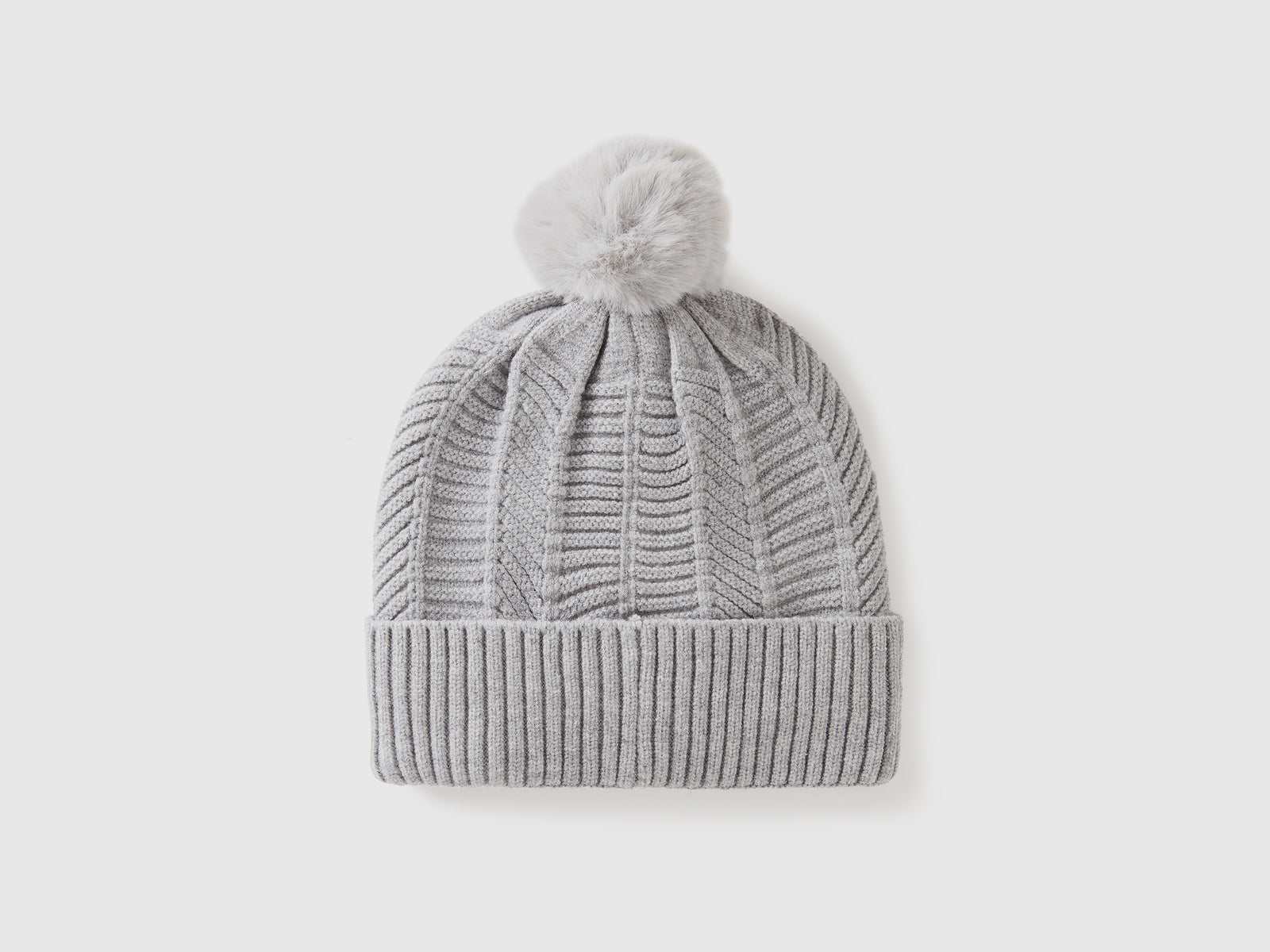Cappello foderato con pom pom da donna grigio chiaro 2 | Benetton Outlet