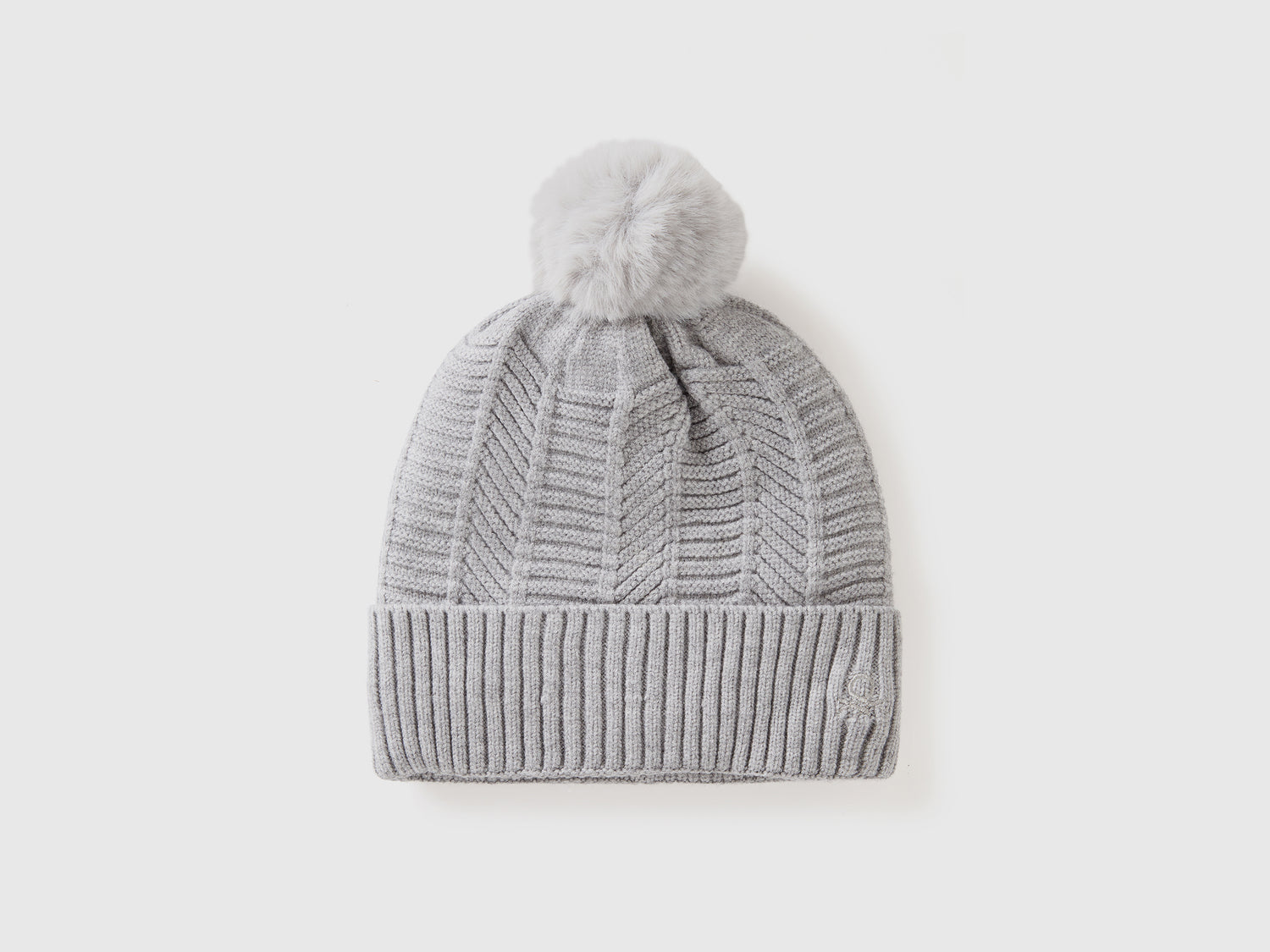 Cappello foderato con pom pom da donna grigio chiaro | Benetton Outlet