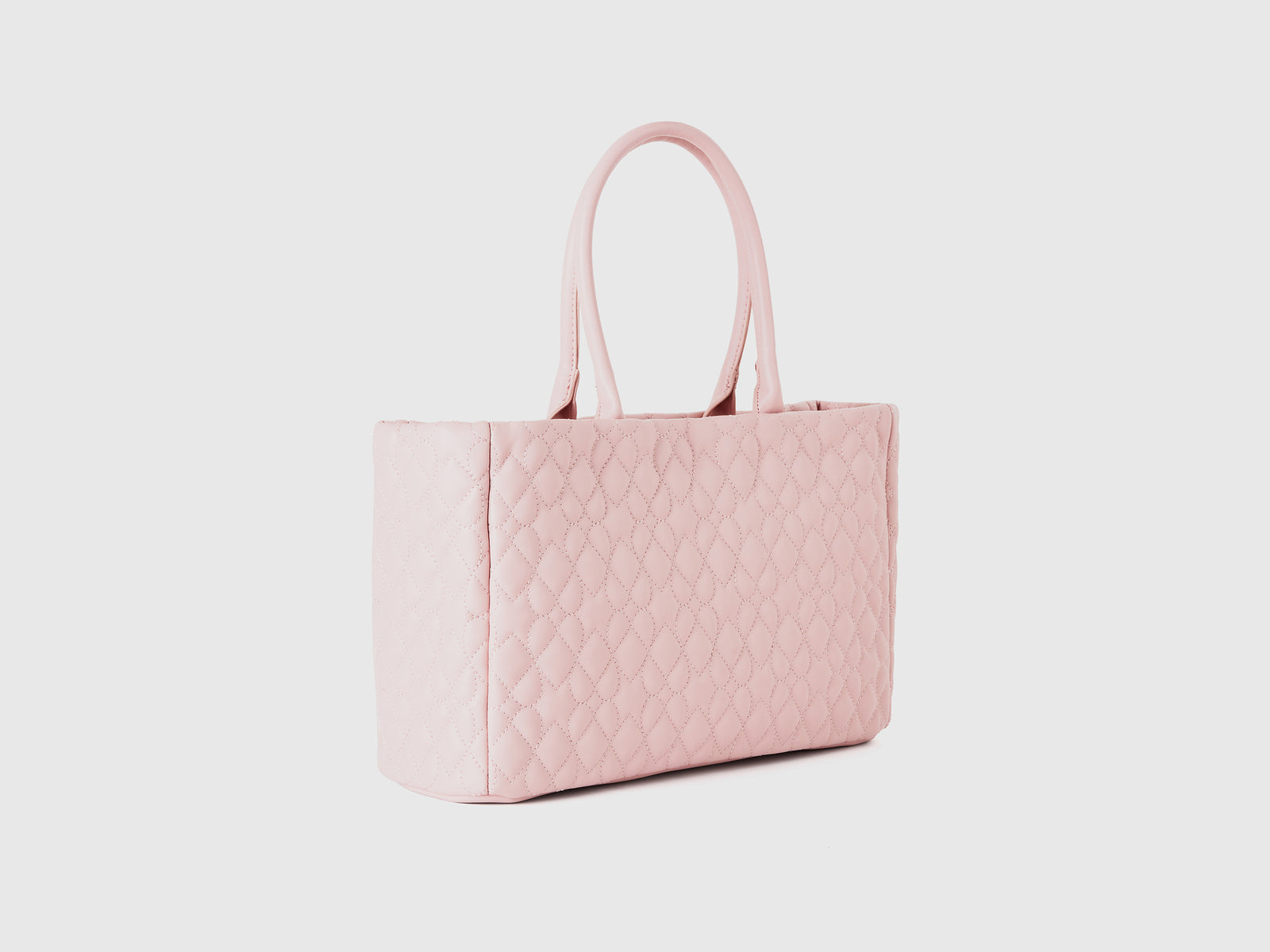 Bolso tote con forma de corazón en tejido revestido da donna rosa tenue 2 | Benetton Outlet