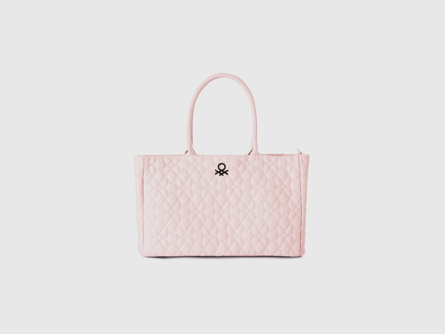 Bolso tote con forma de corazón en tejido revestido da donna rosa tenue | Benetton Outlet