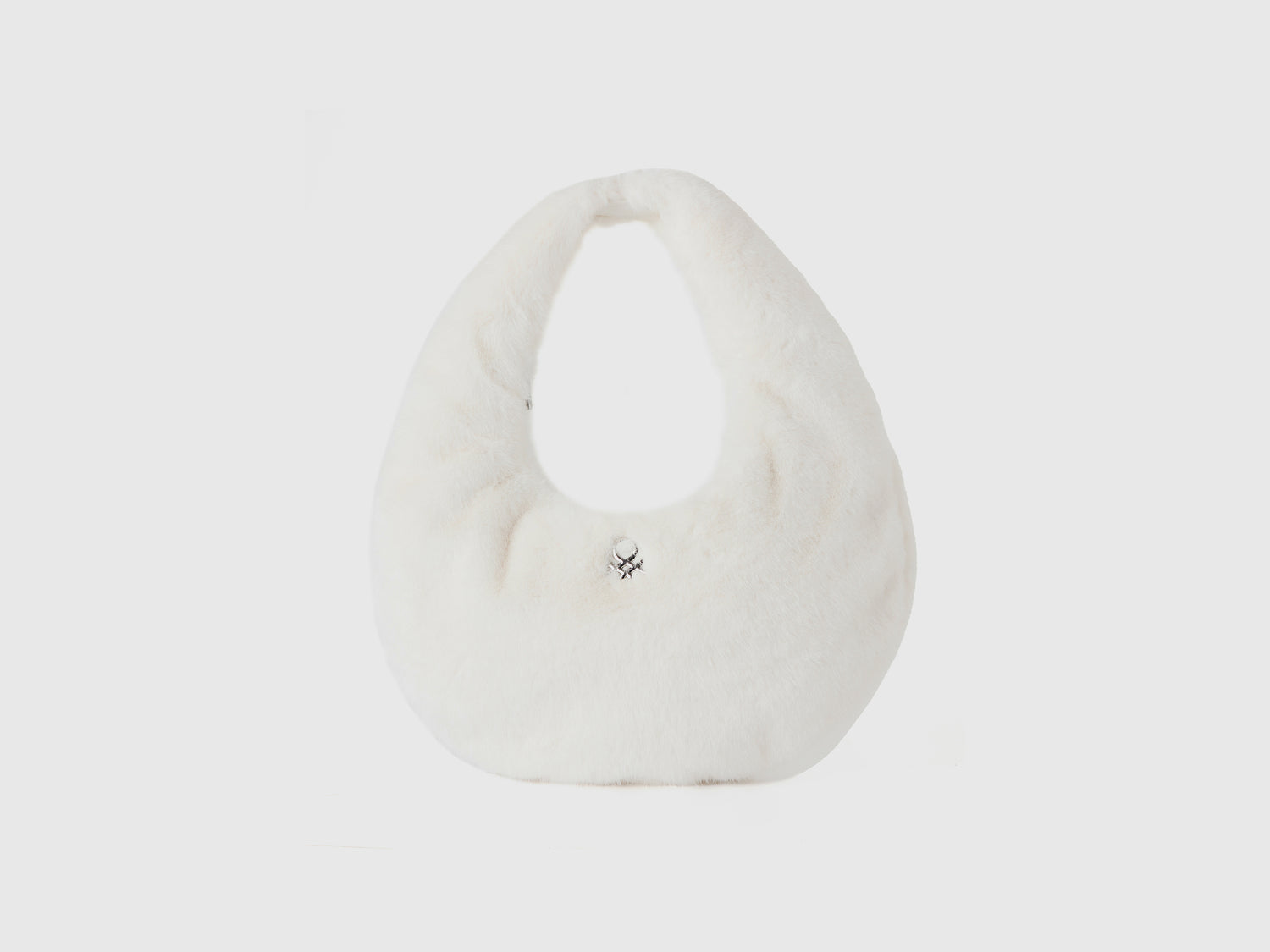 Borsa grande a mezzaluna in pelliccia sintetica da donna bianco panna | Benetton Outlet