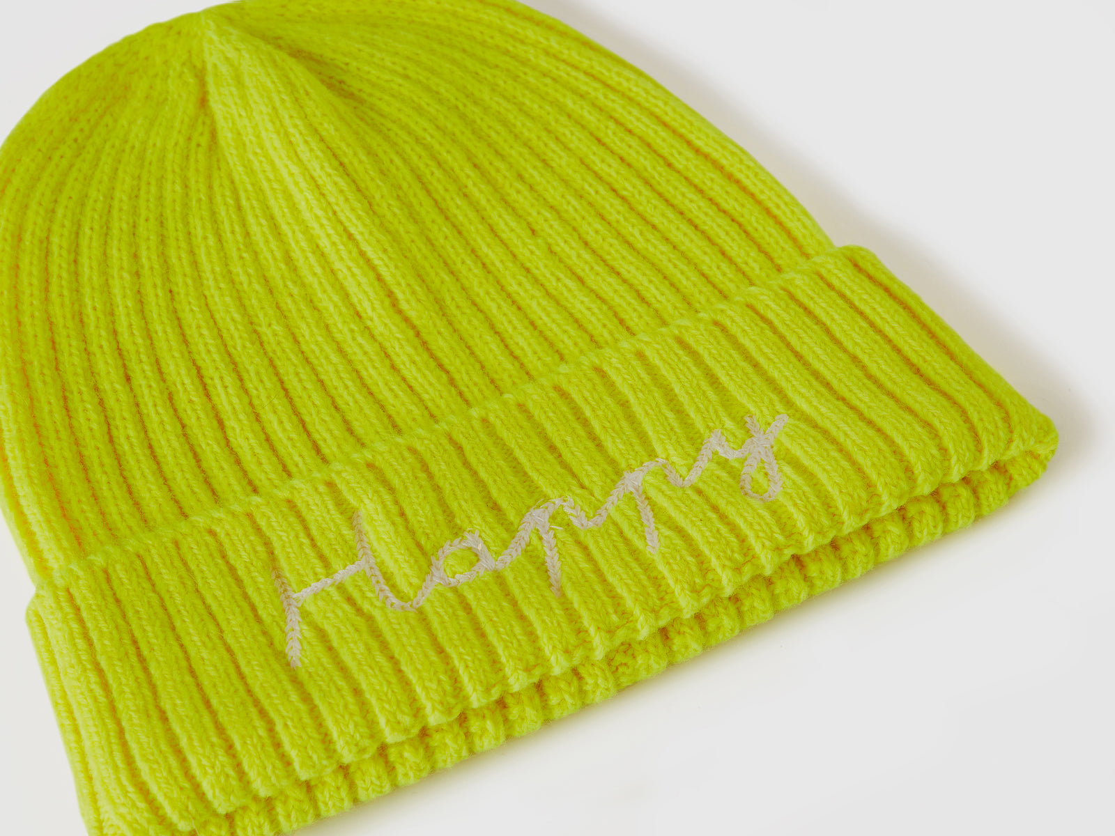 Berretto con ricamo da donna giallo fluo 3 | Benetton Outlet
