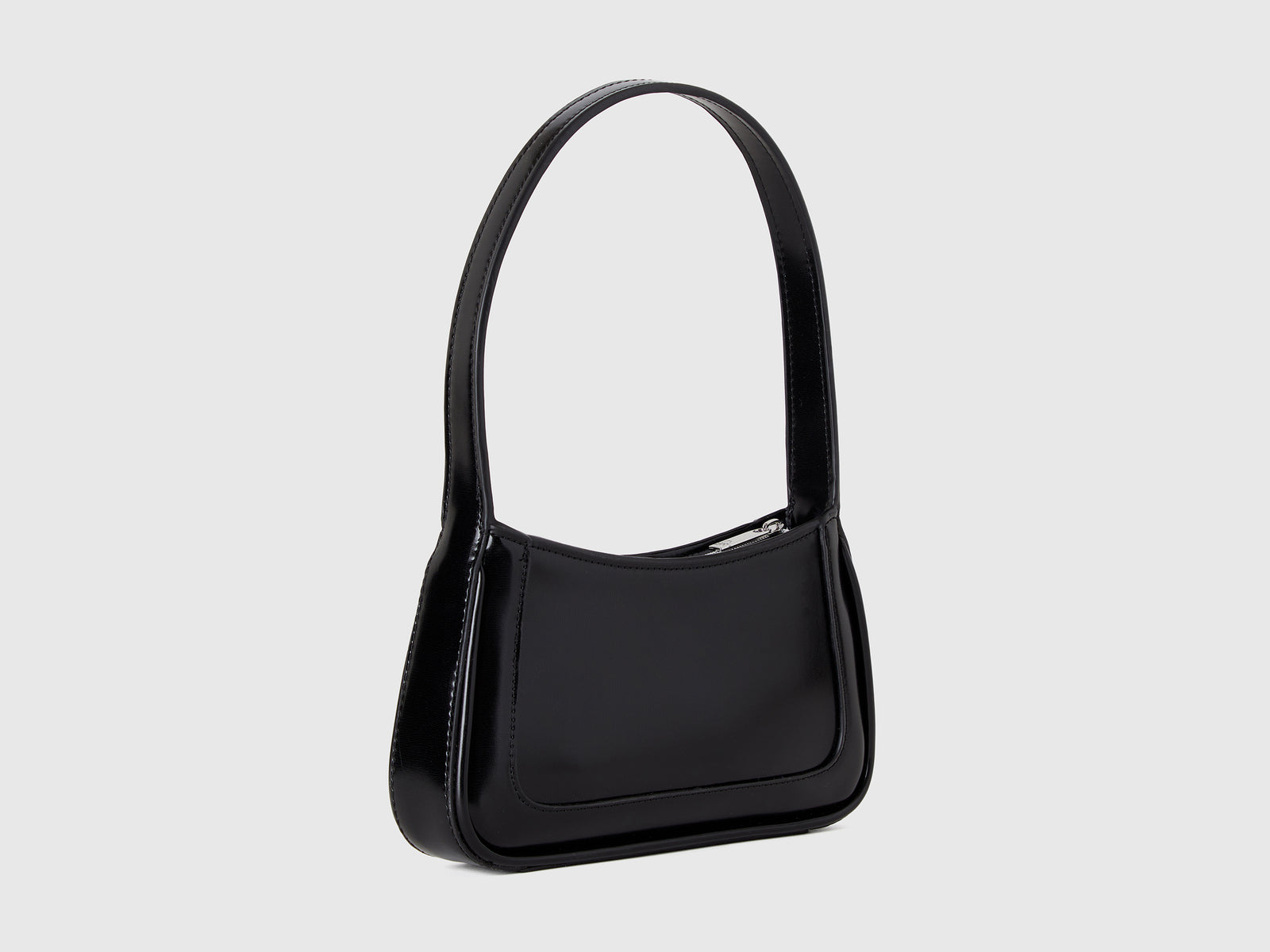 Borsa a spalla in tessuto spalmato da donna nero 2 | Benetton Outlet