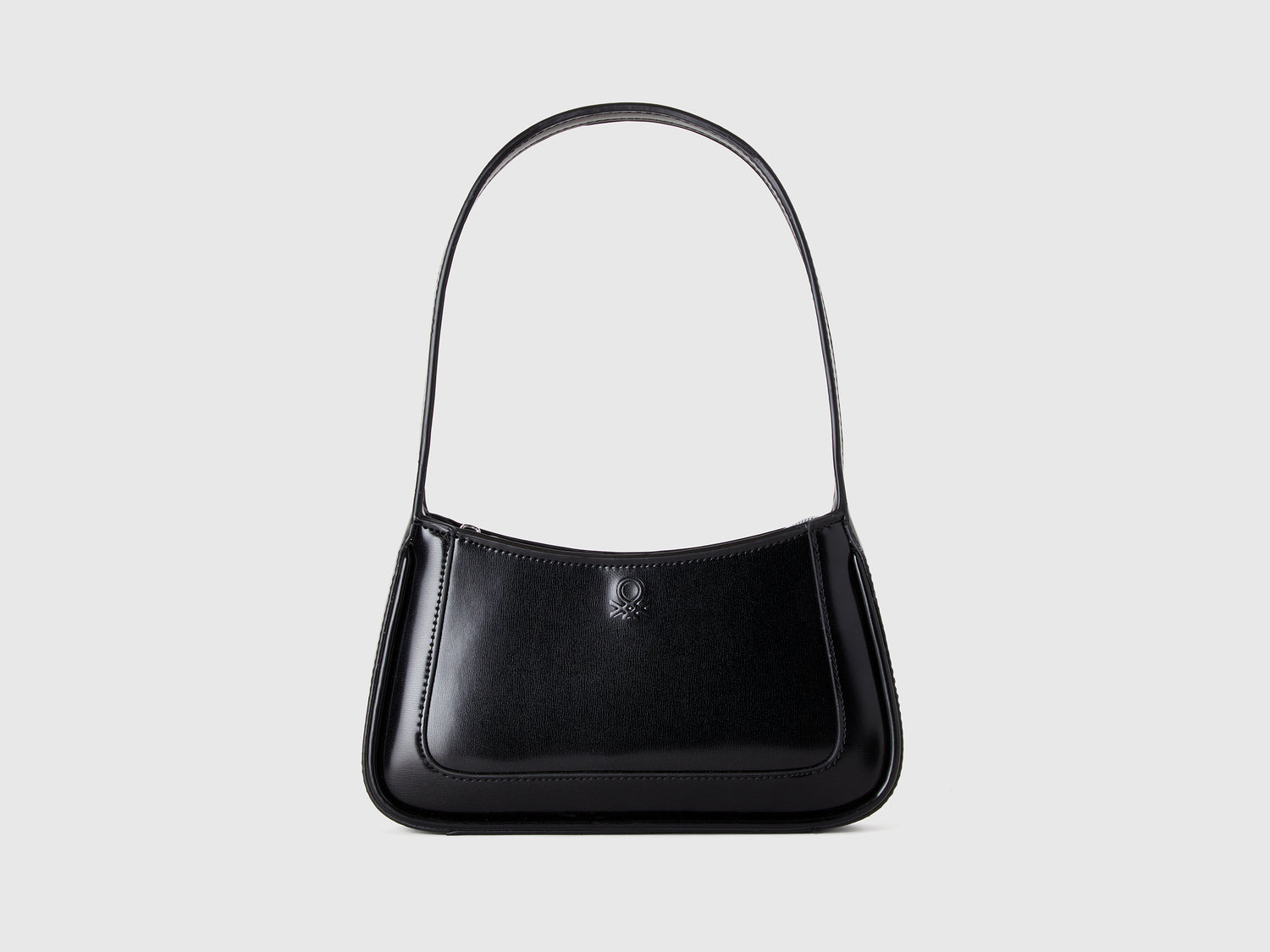 Borsa a spalla in tessuto spalmato da donna nero | Benetton Outlet