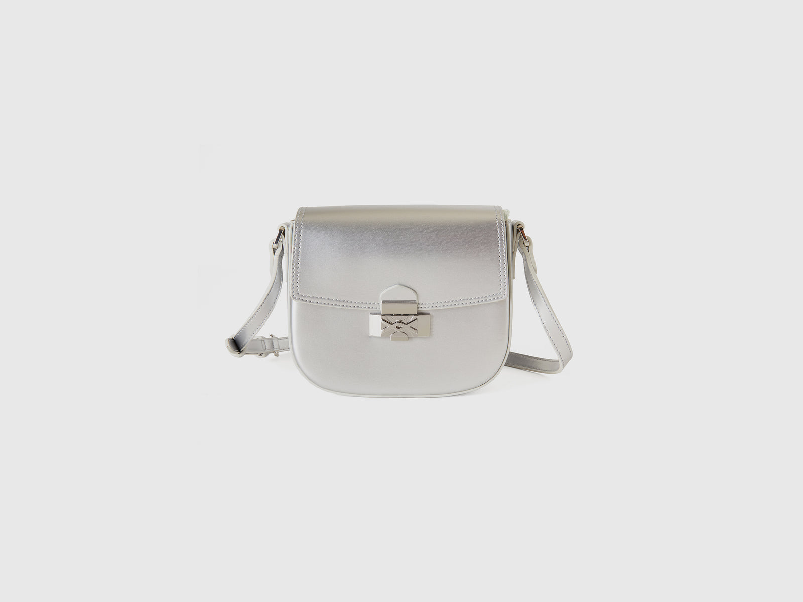 Borsa piccola a tracolla effetto vernice da donna argento | Benetton Outlet