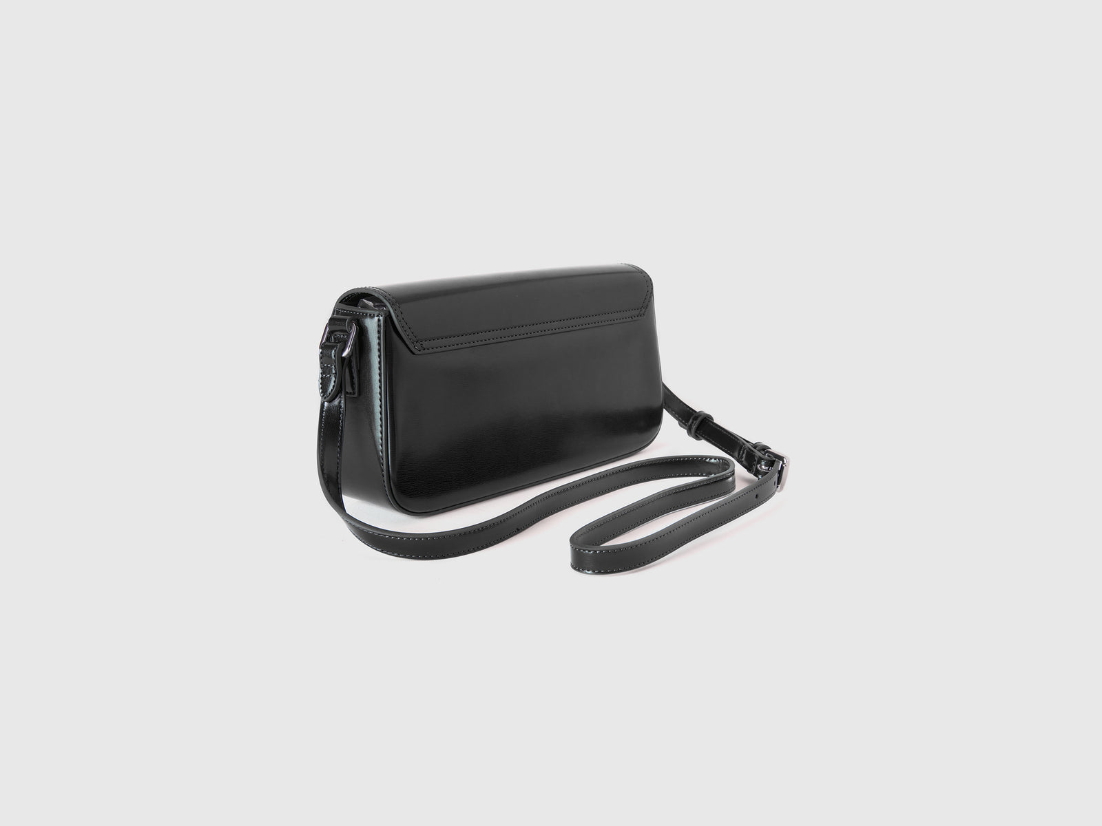 Bolso baguette de charol da donna nero 2 | Benetton Outlet