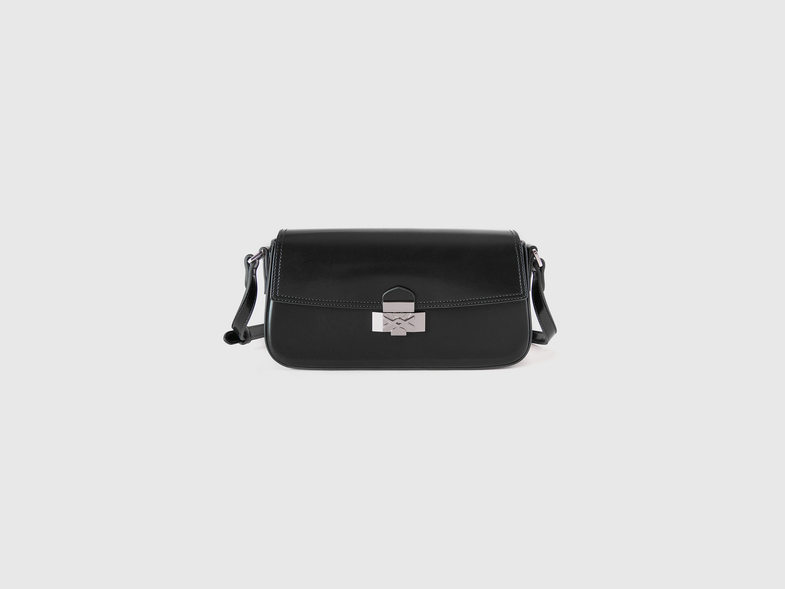 Bolso baguette de charol da donna nero | Benetton Outlet