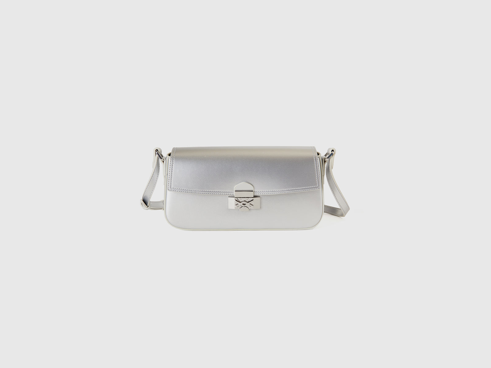 Borsa baguette effetto vernice da donna argento | Benetton Outlet