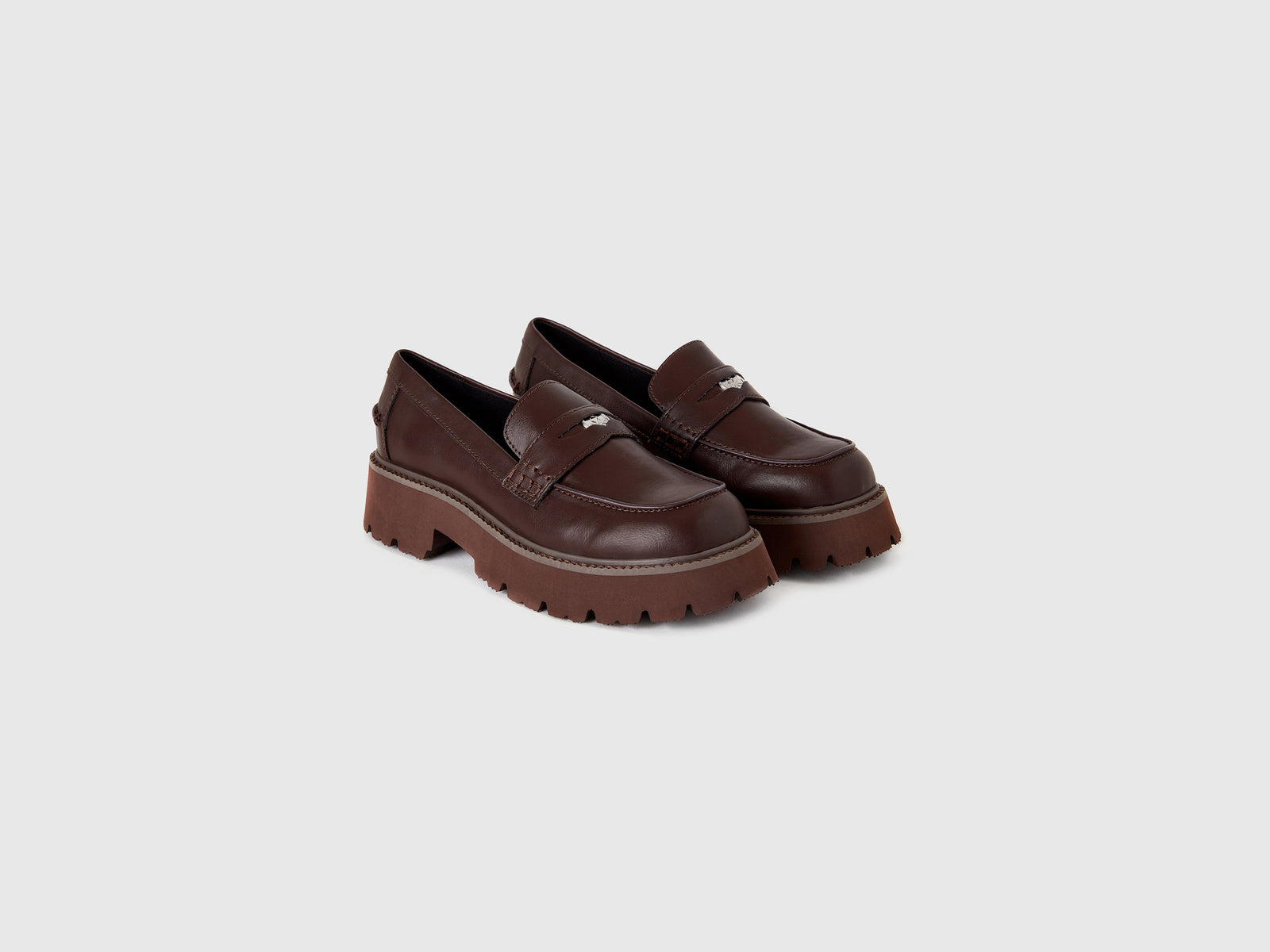 Mocasines de tela revestida da donna marrone scuro 3 | Benetton Outlet