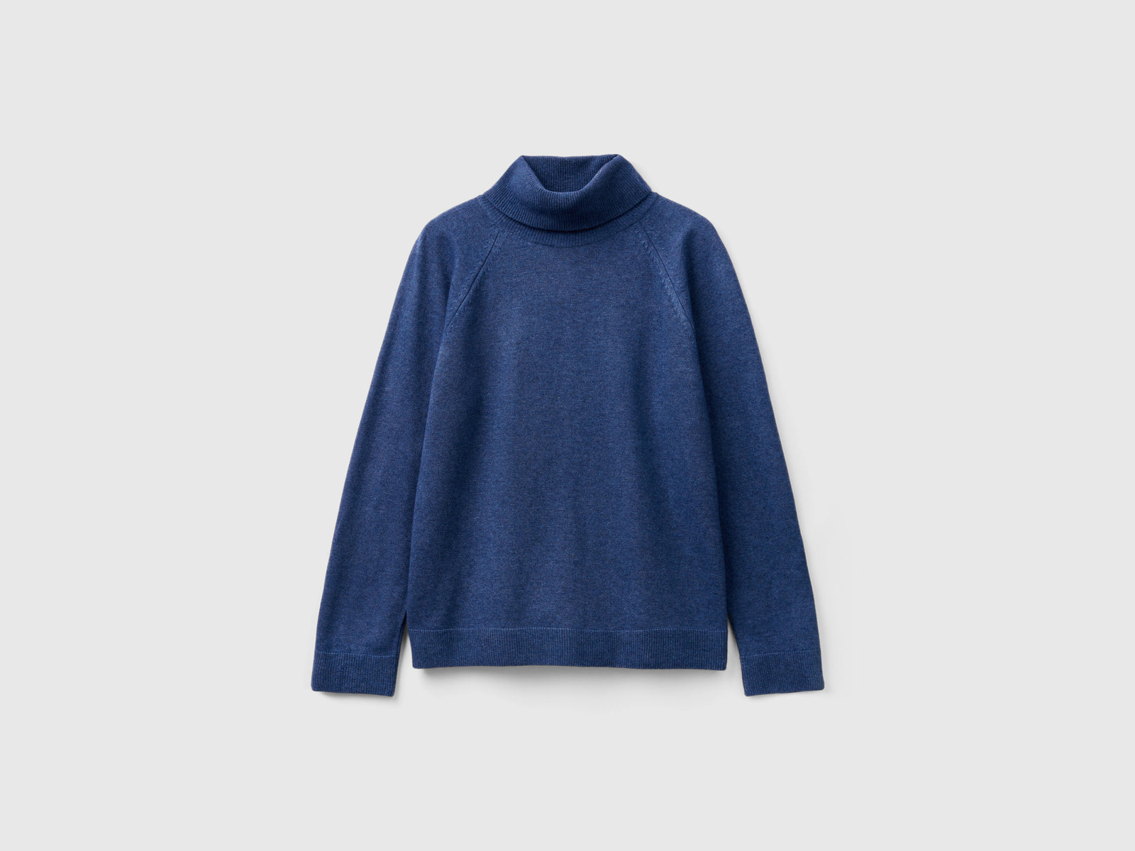 Blue turtleneck sweater in wool and cashmere blend da donna avio | Benetton Outlet