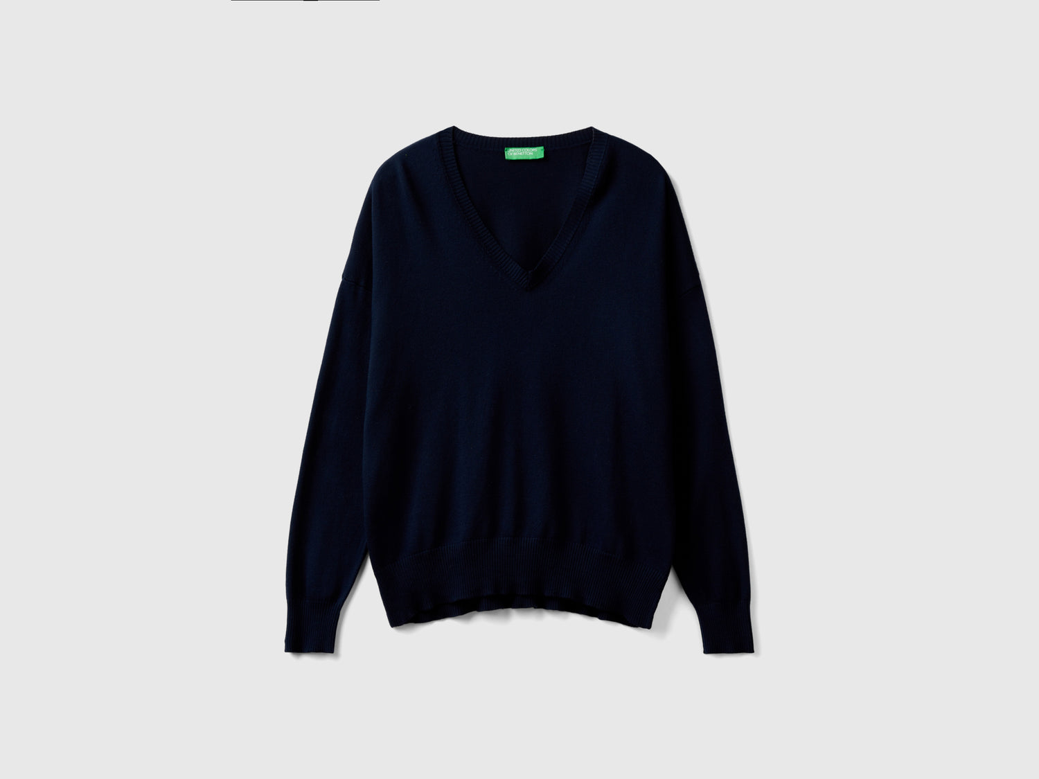 Maglia scollo a V in misto Modal da donna blu scuro | Benetton Outlet